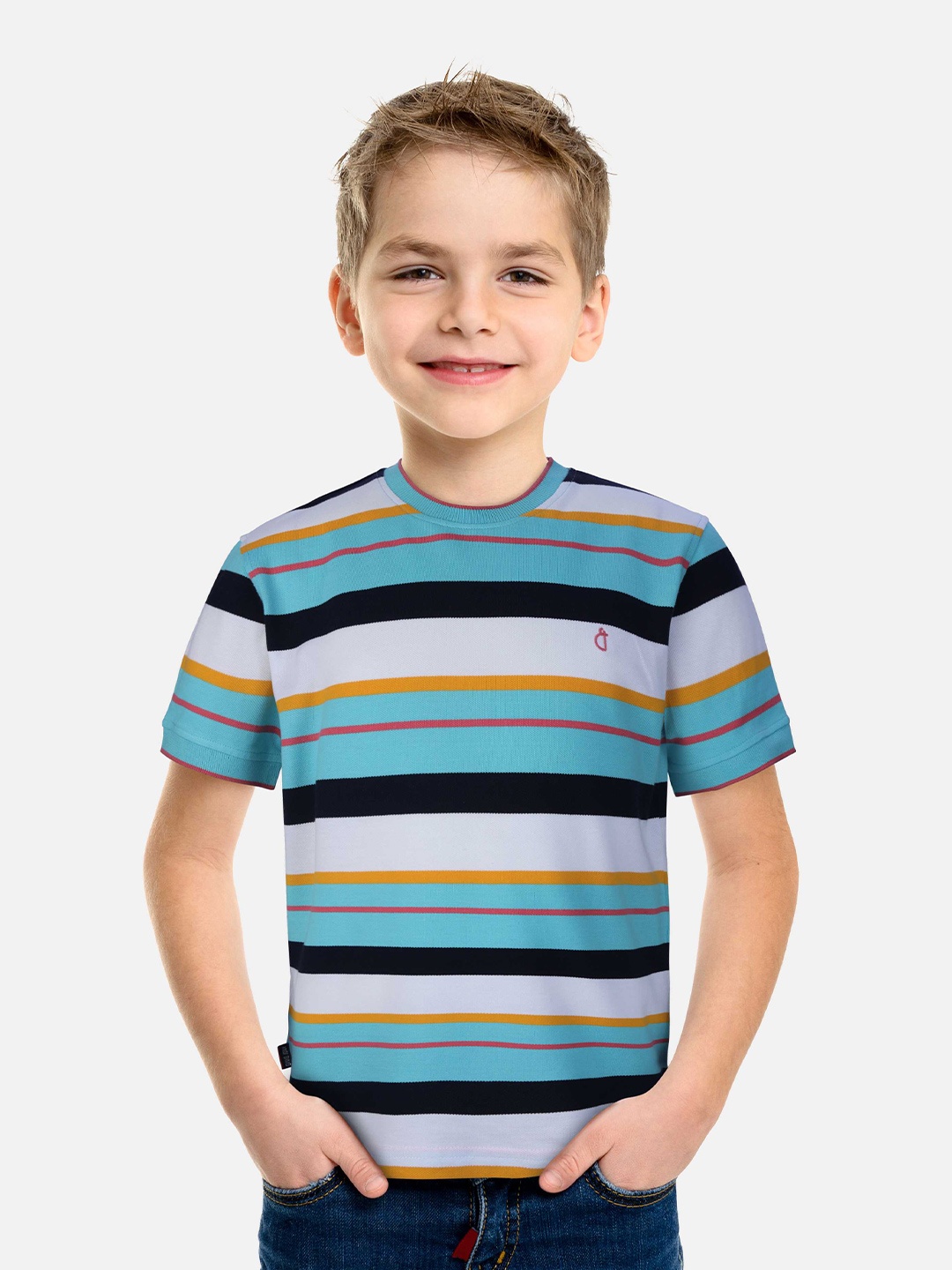 

Gini and Jony Boys Striped Cotton T-shirt, Blue