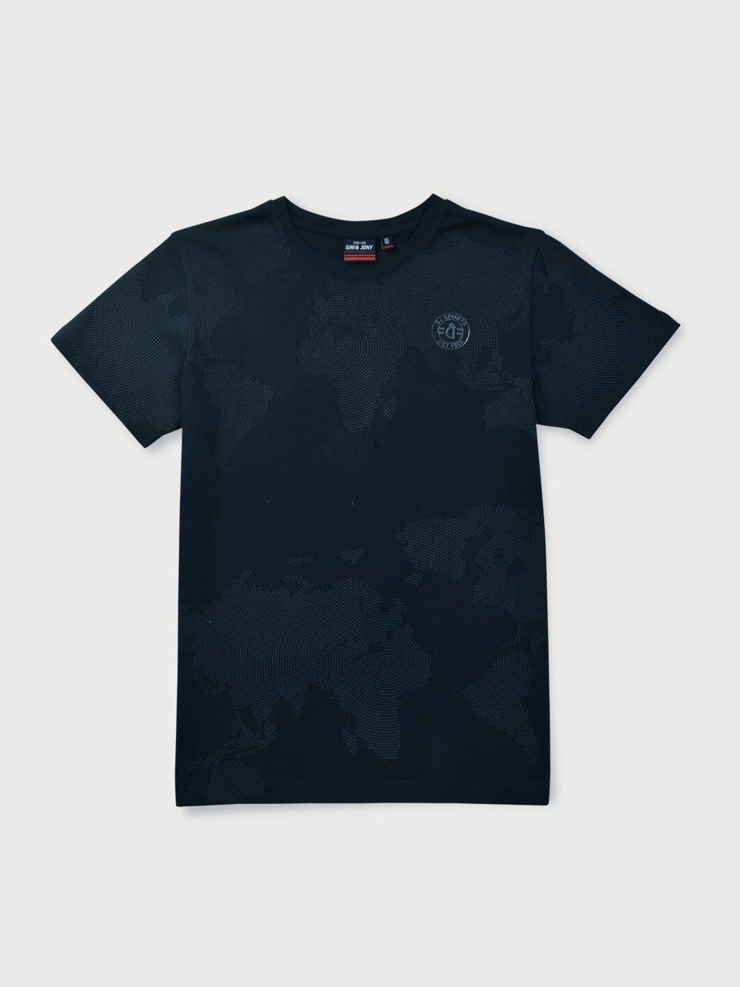 Gini and Jony Boys Abstract Printed Cotton T-shirt, Navy blue