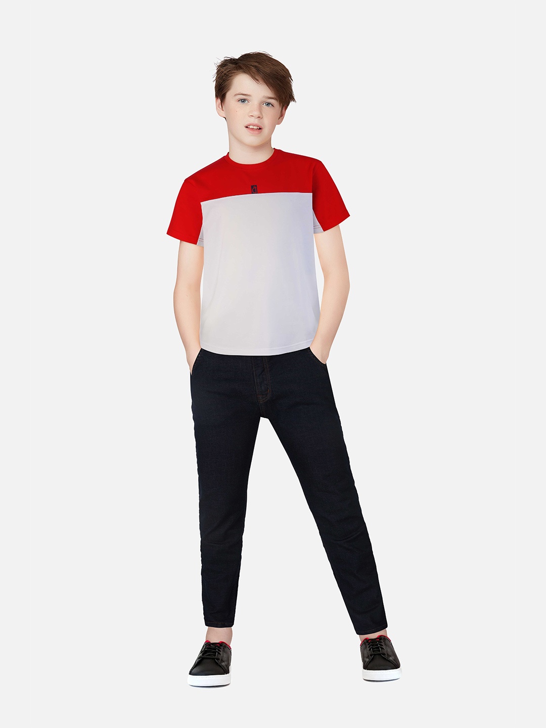 

Gini and Jony Boys Colourblocked Cotton T-shirt, Red