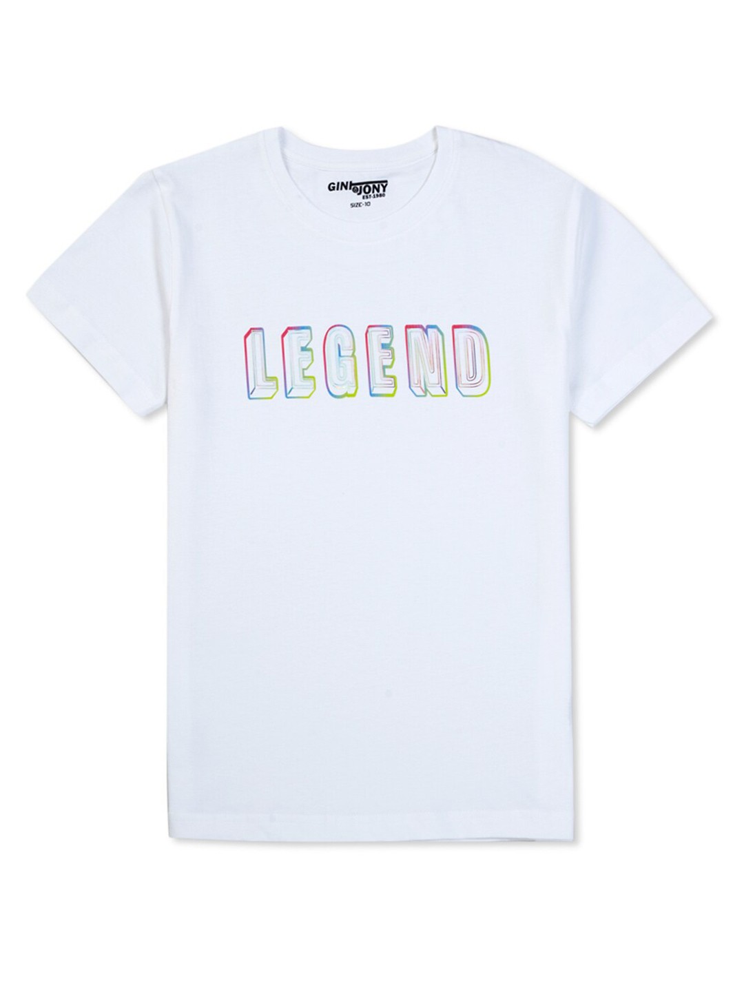 

Gini and Jony Boys Typography Printed Cotton T-shirt, White