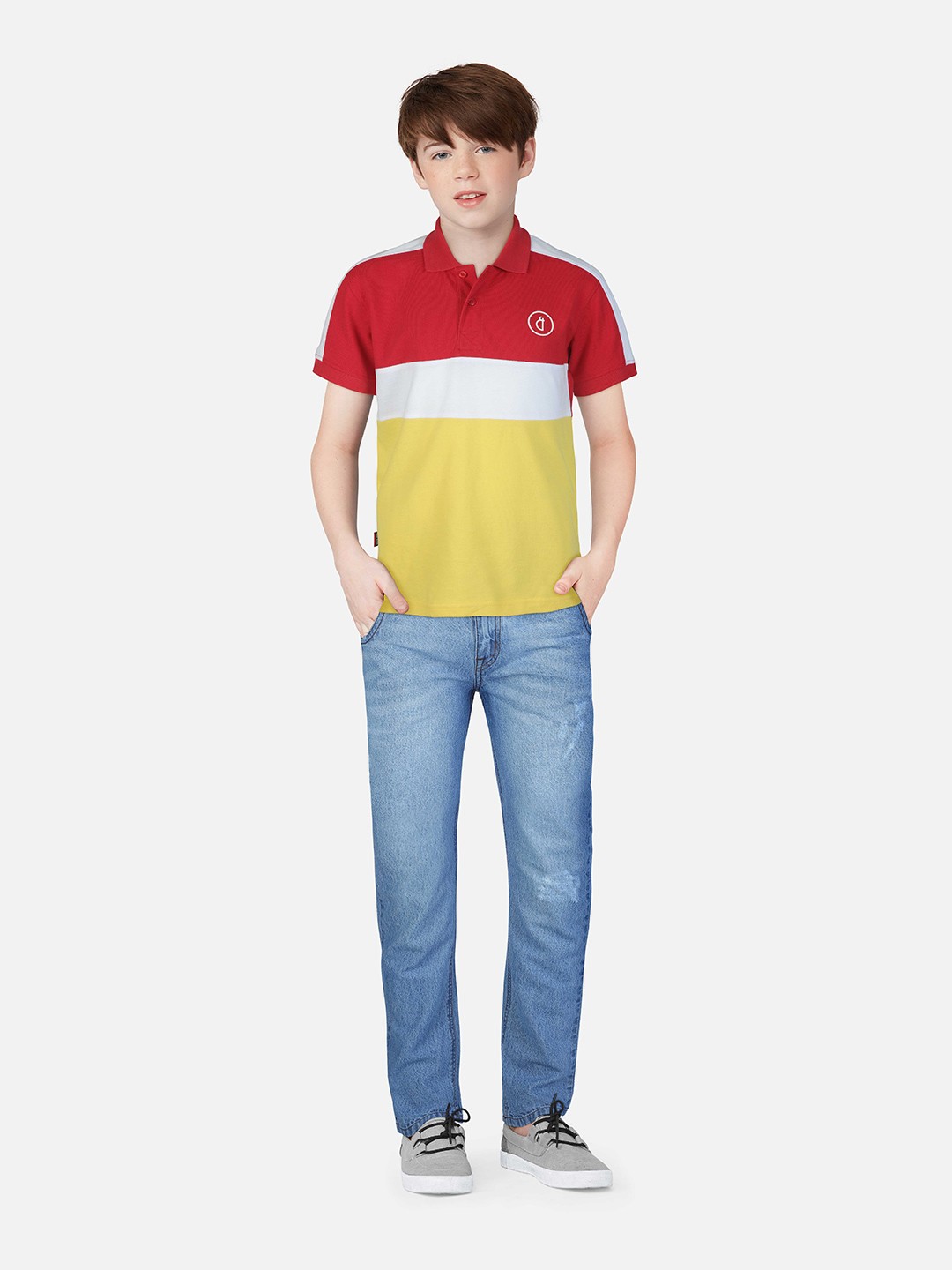 

Gini and Jony Boys Striped Polo Collar Cotton T-shirt, Red