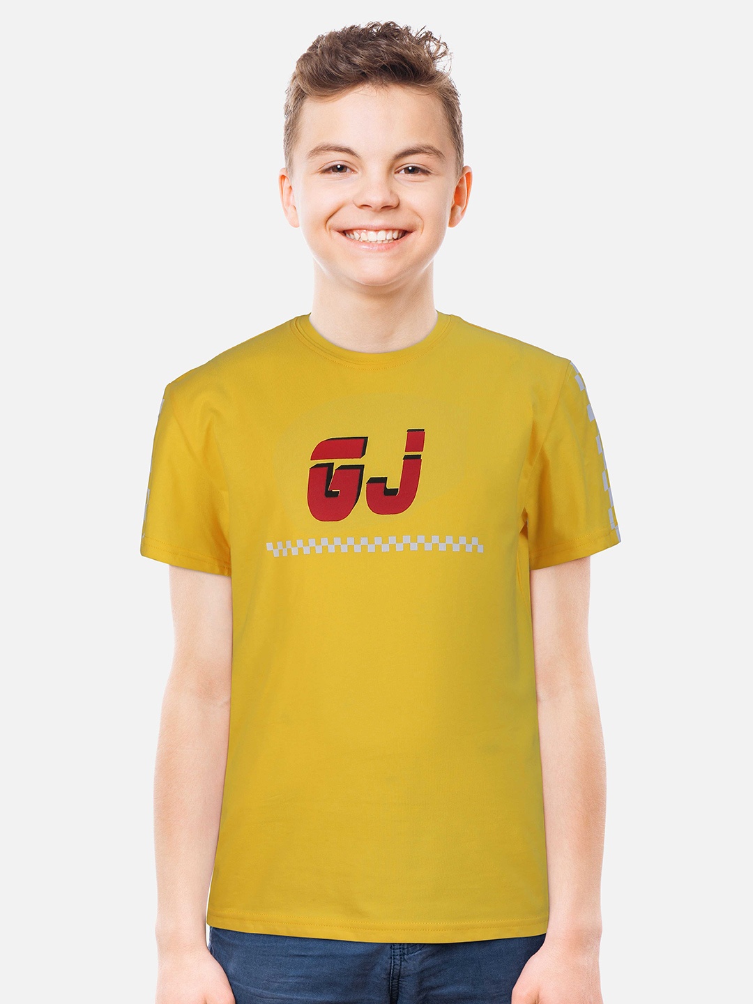 

Gini and Jony Boys Typography Printed Cotton T-Shirt, Yellow