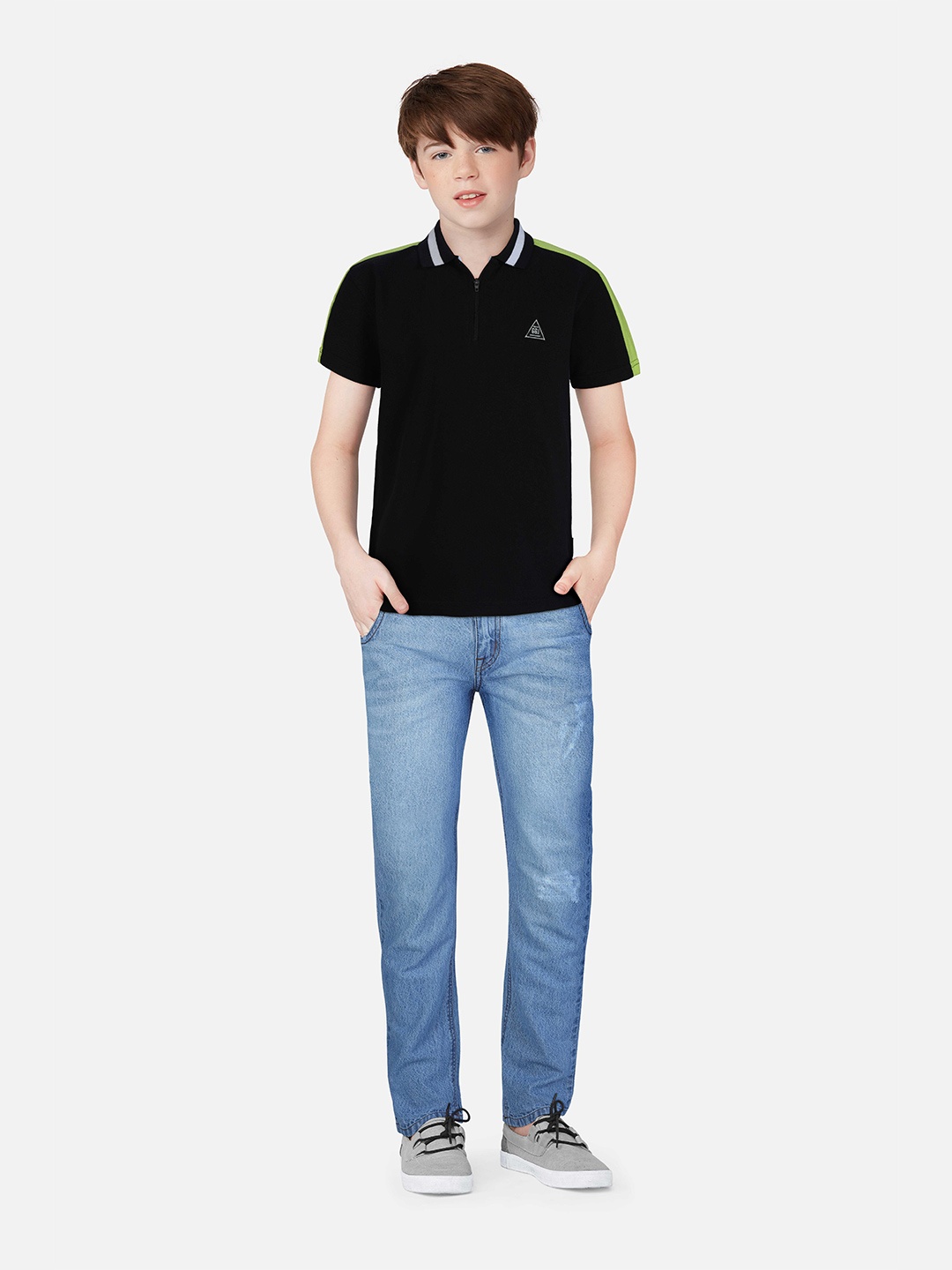 

Gini and Jony Boys Polo Collar Cotton T-Shirt, Black