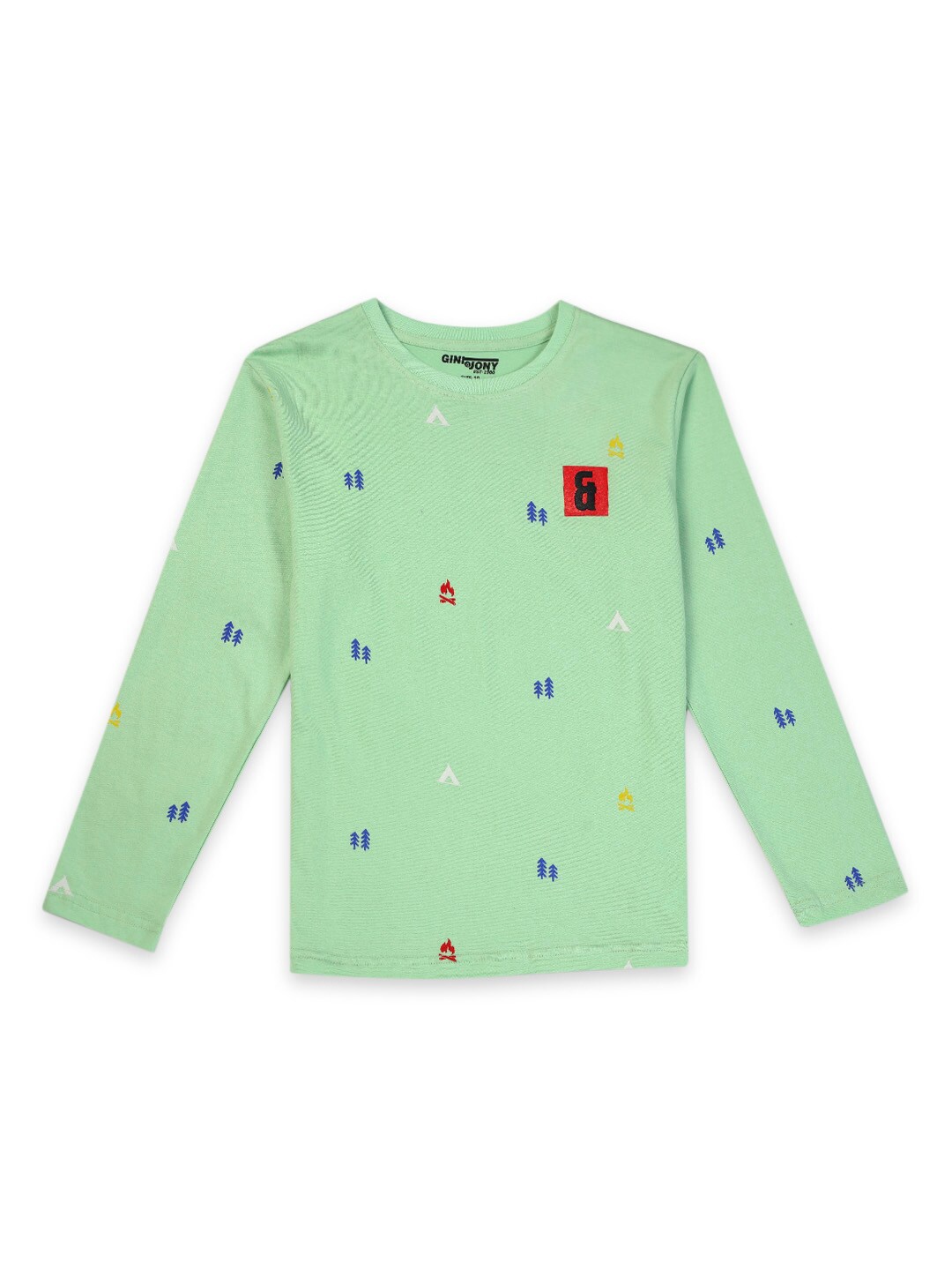 

Gini and Jony Boys Conversational Printed Cotton T-Shirt, Green