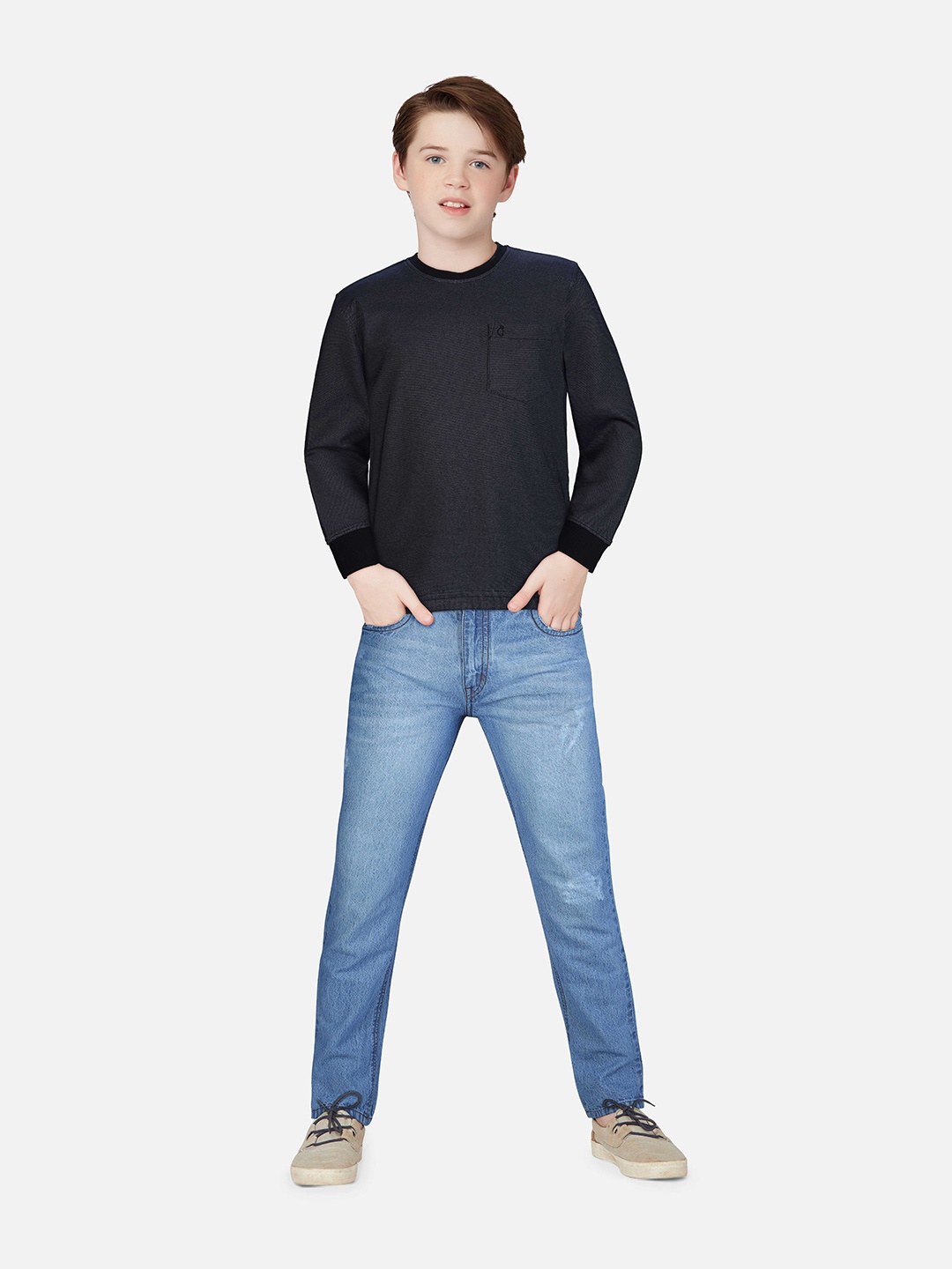 

Gini and Jony Boys Round Neck Cotton T-Shirt, Black