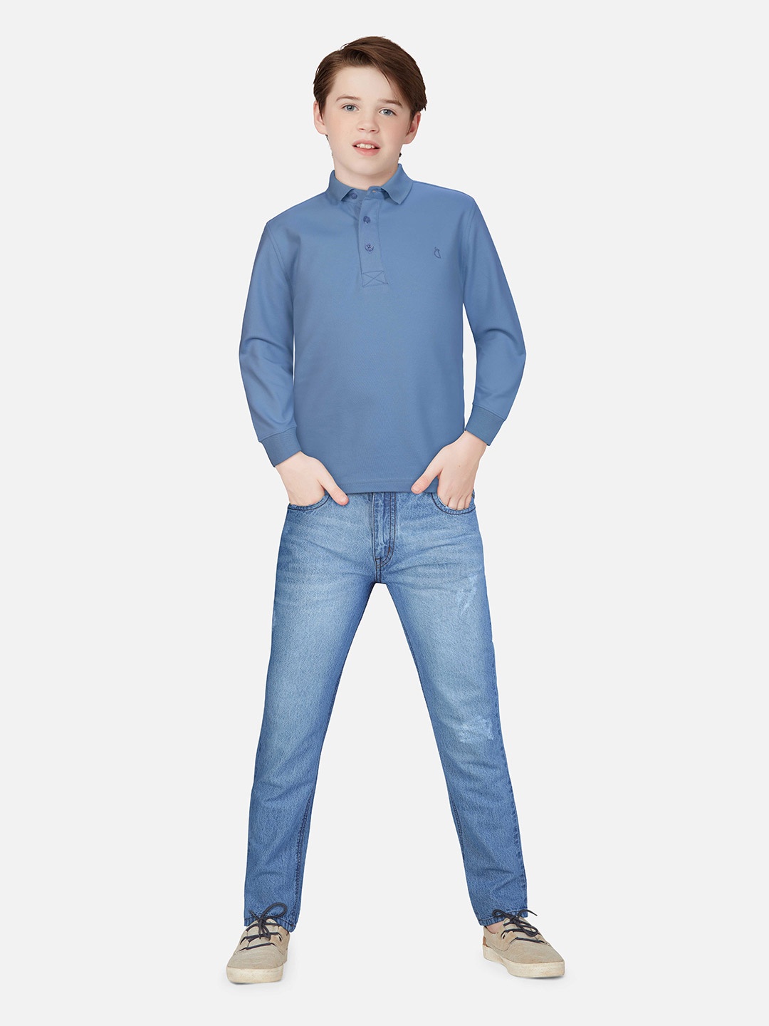 

Gini and Jony Boys Polo Collar Cotton T-shirt, Blue