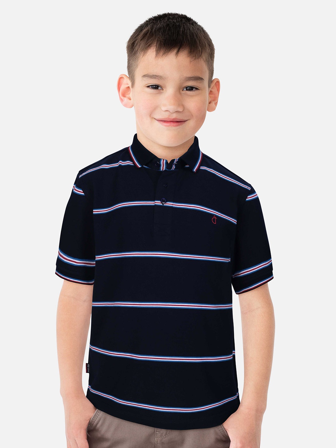 

Gini and Jony Boys Striped Cotton T-shirt, Navy blue
