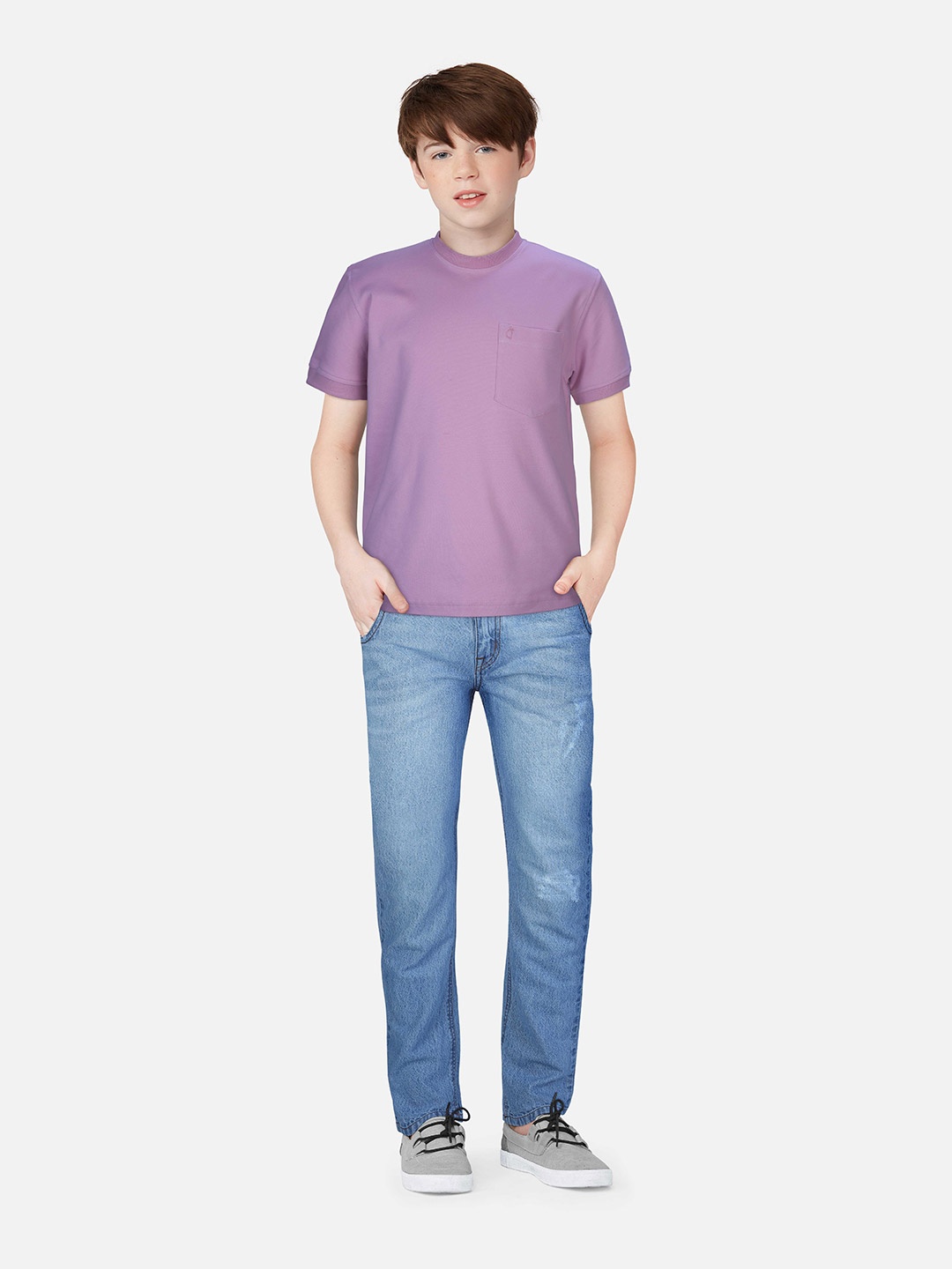 

Gini and Jony Boys Round Neck Cotton T-shirt, Pink