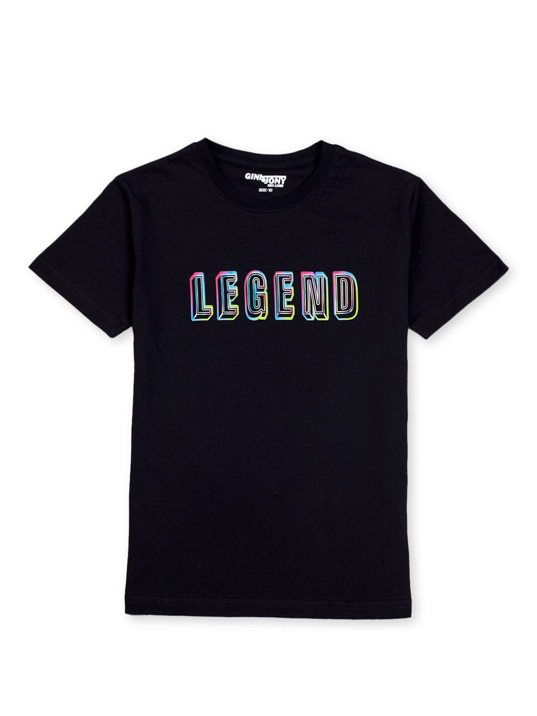 

Gini and Jony Boys Typography Printed Cotton T-shirt, Black