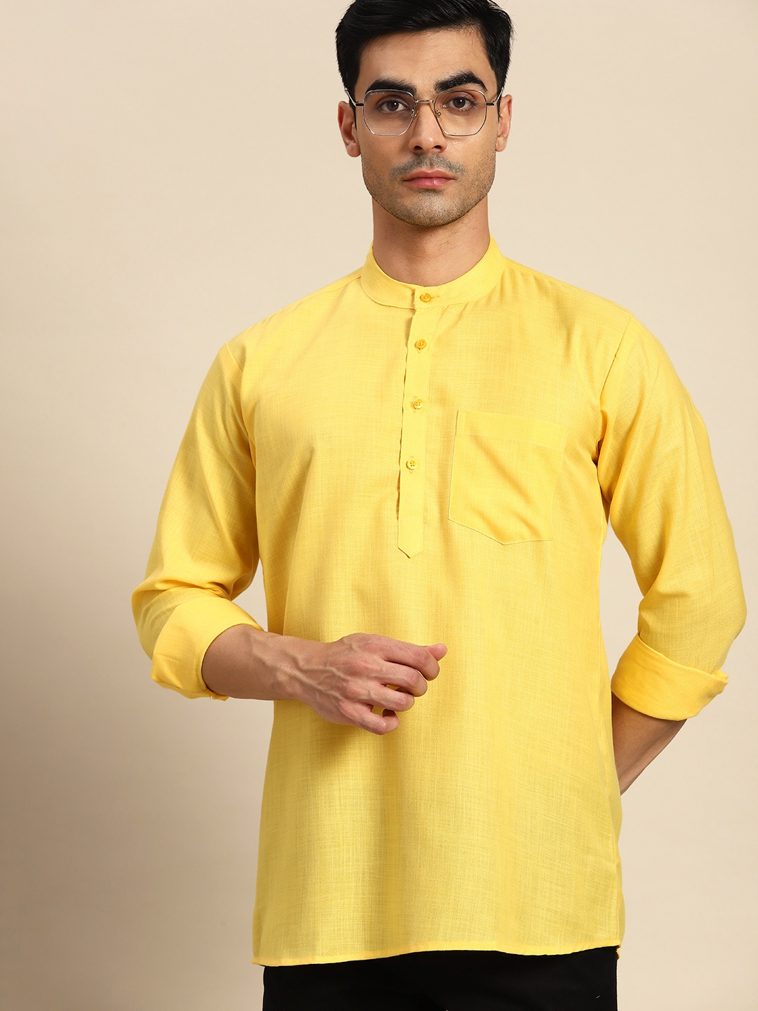 

Anouk Pure Cotton Solid Kurta, Yellow