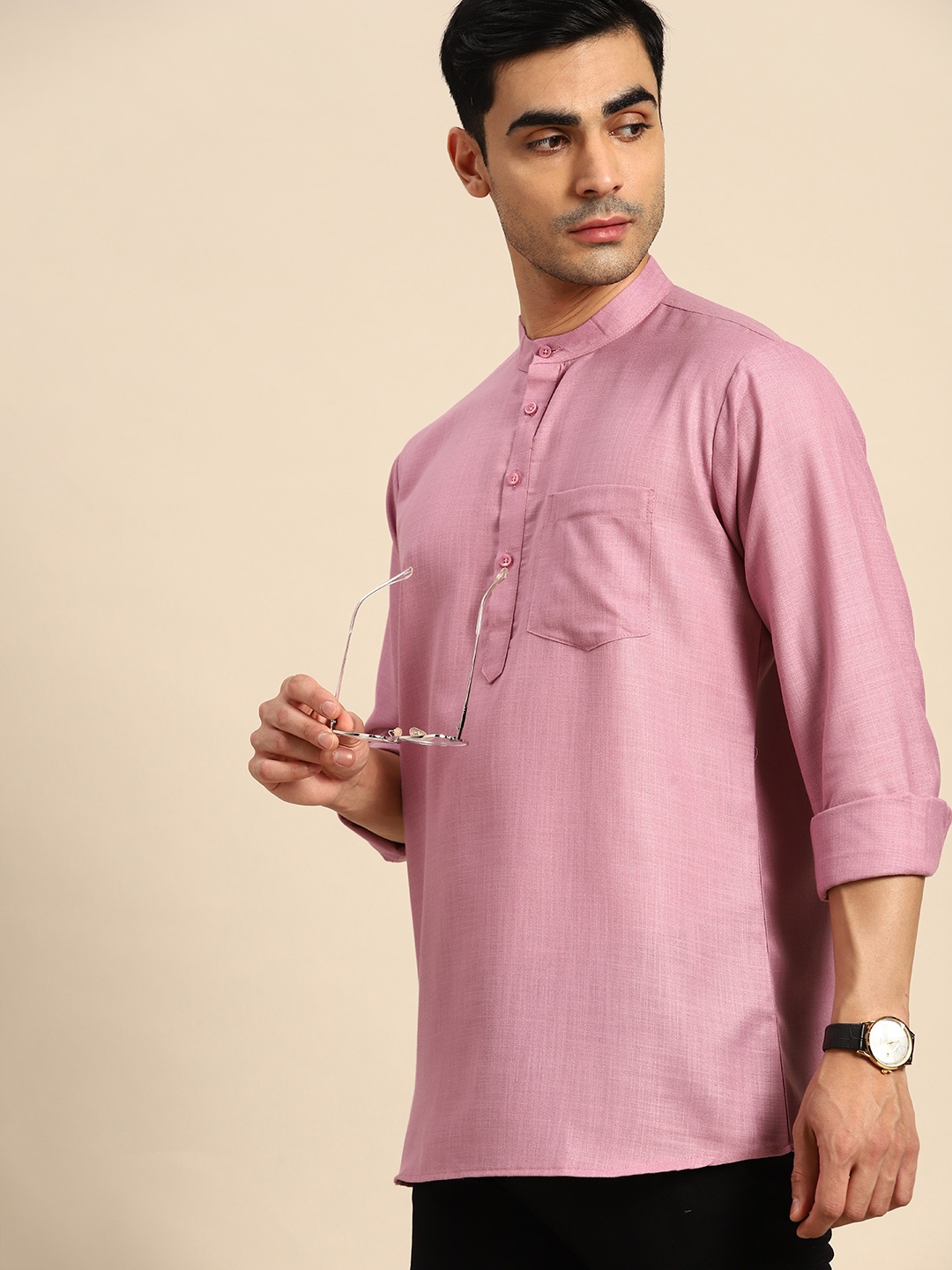 

Anouk Pure Cotton Solid Kurta, Pink