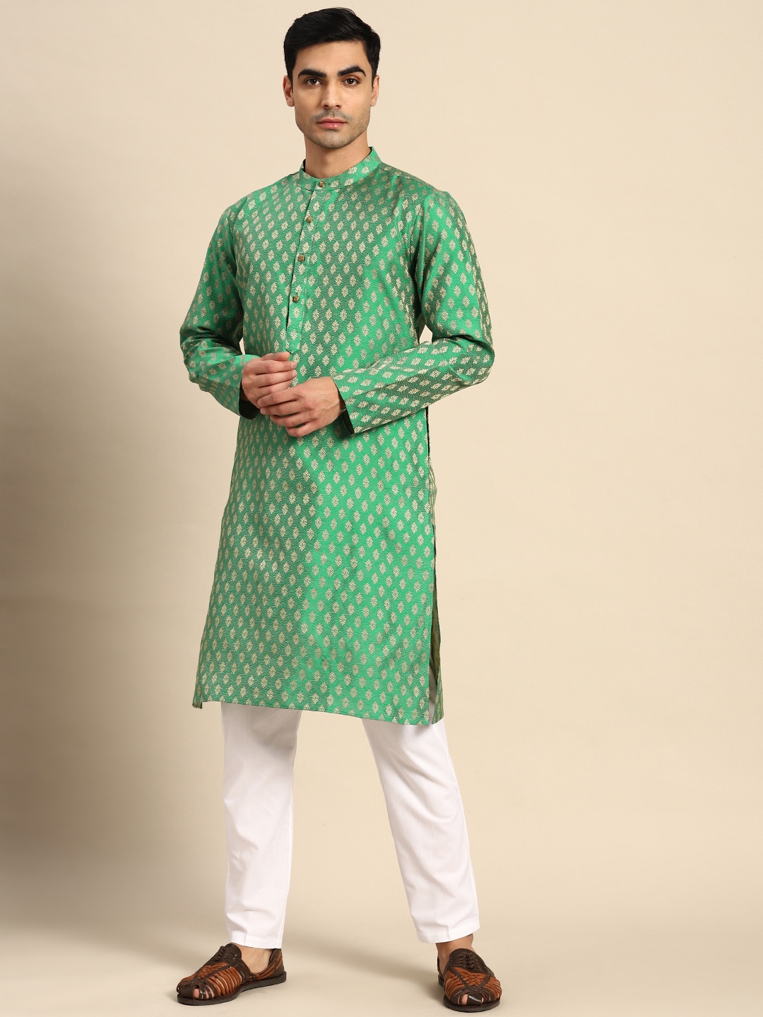 

Anouk Woven Design Kurta with Pyjamas, Green