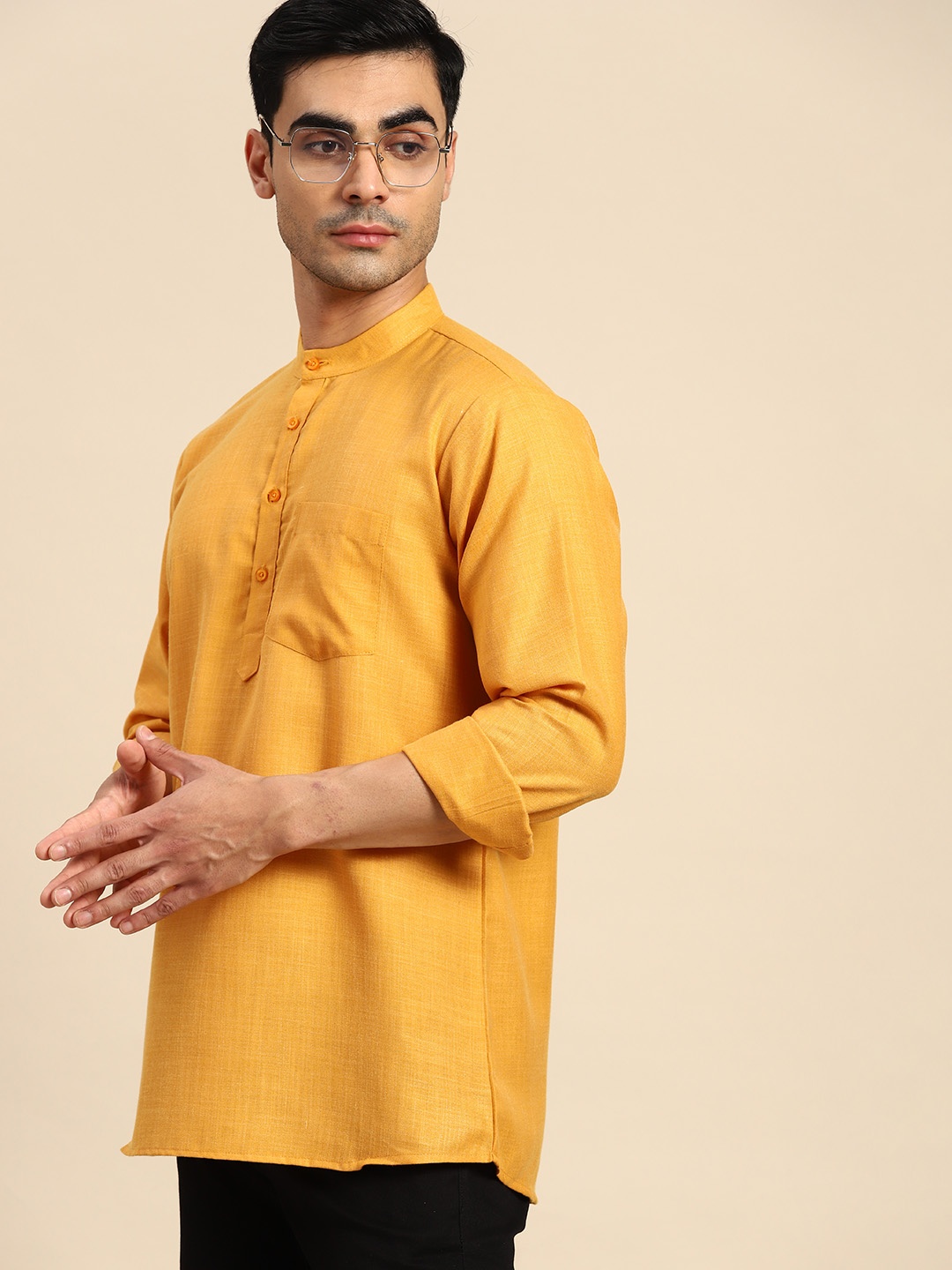 

Anouk Pure Cotton Solid Kurta, Mustard