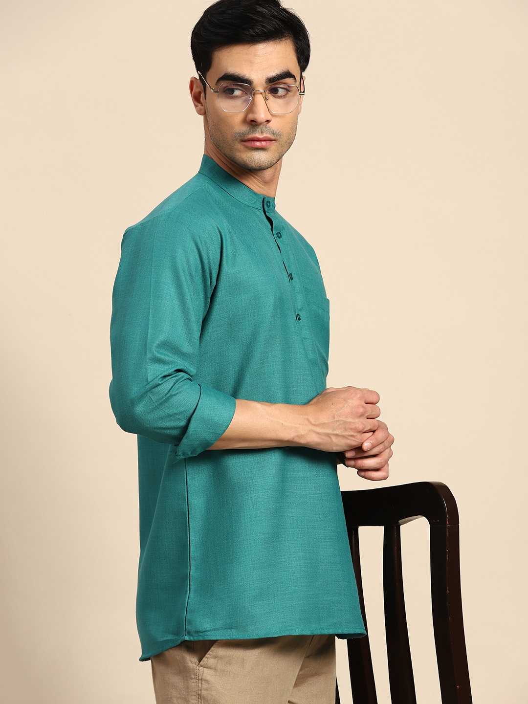 

Anouk Pure Cotton Solid Kurta, Green