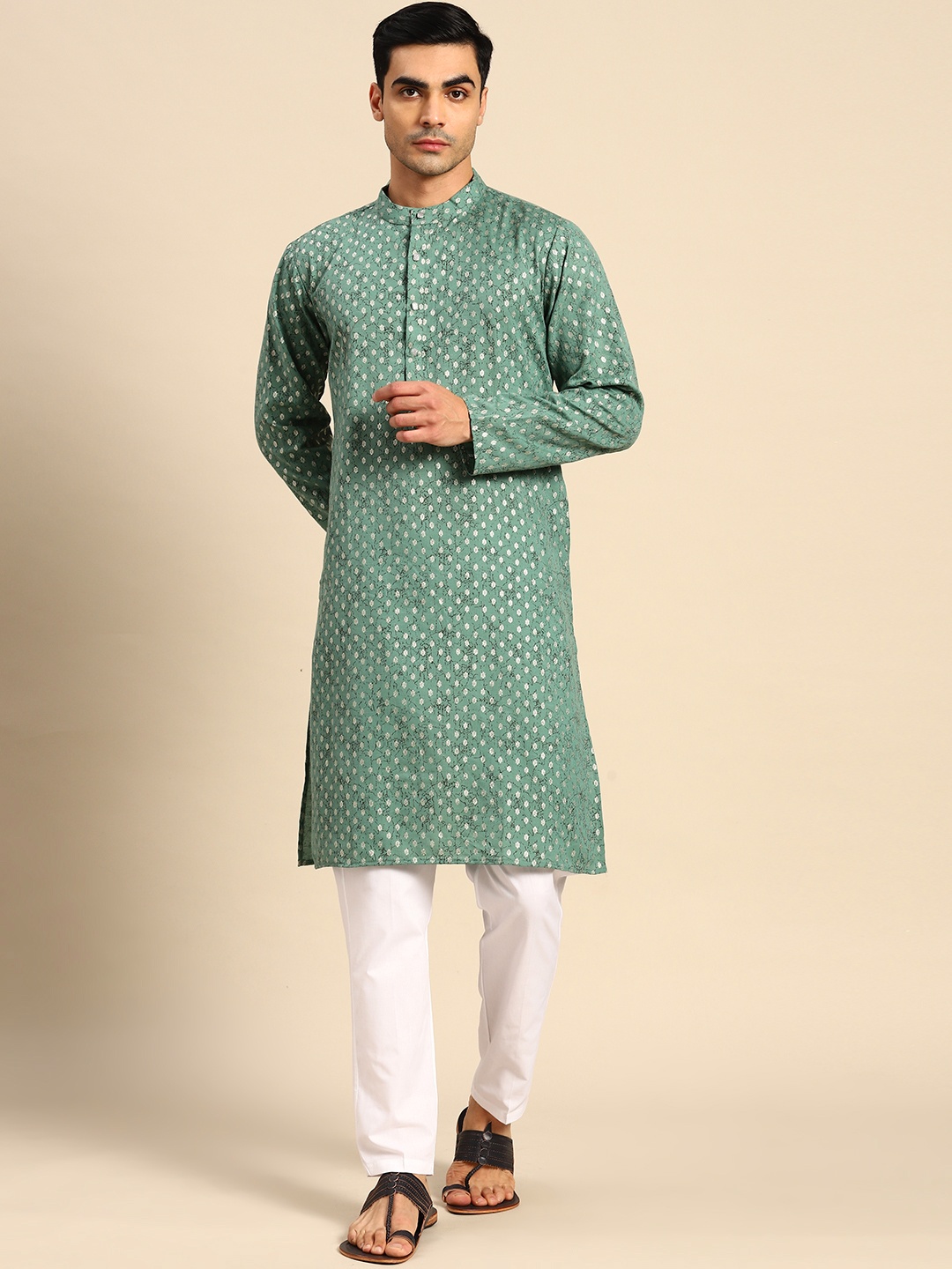 

Anouk Printed Kurta With Pyjamas, Green