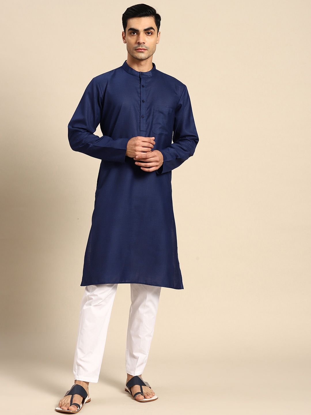 

Anouk Pure Cotton Kurta With Pyjamas, Blue