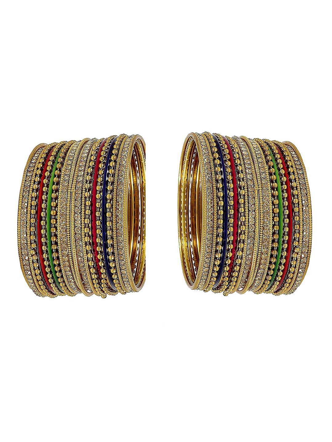 NMII 44 Pcs Zircon Studded Bangles, Gold