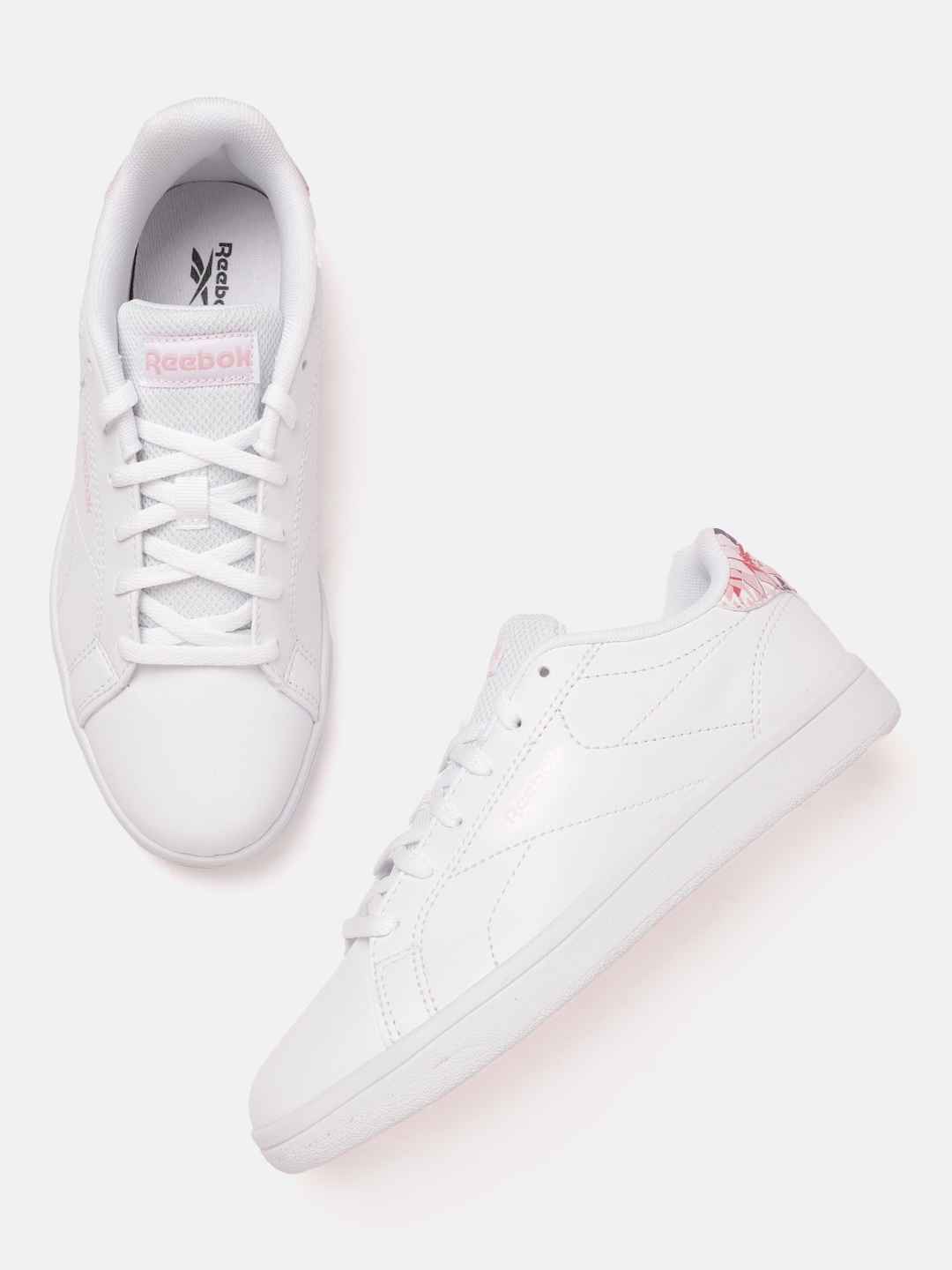 

Reebok Women Floral Print Detail Royal Complete Cln 2 Tennis Non-Marking Shoes, White