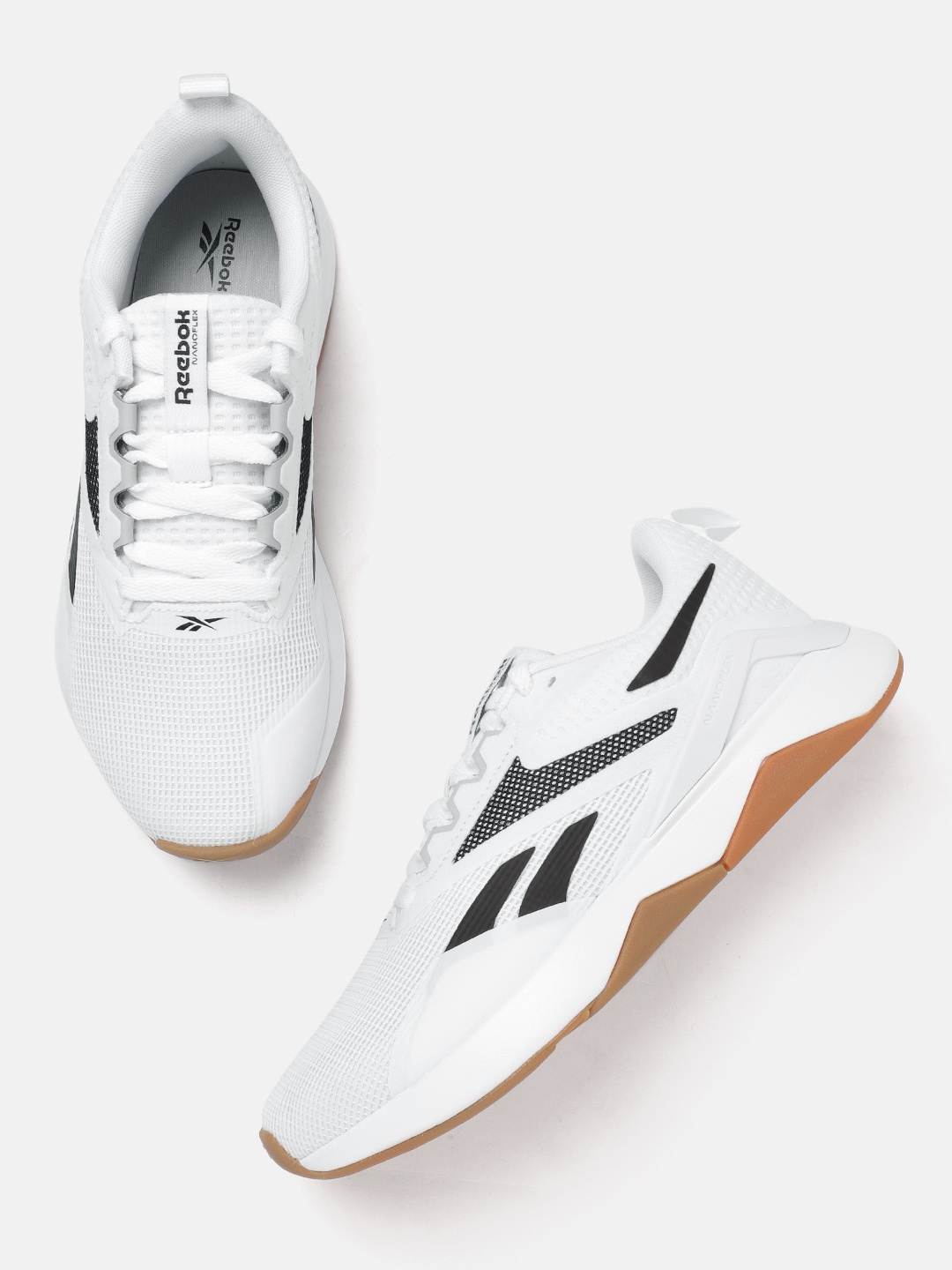 

Reebok Men Brand Logo Print Nanoflex TR 2.0 Training or Gym Non-Marking Shoes, White