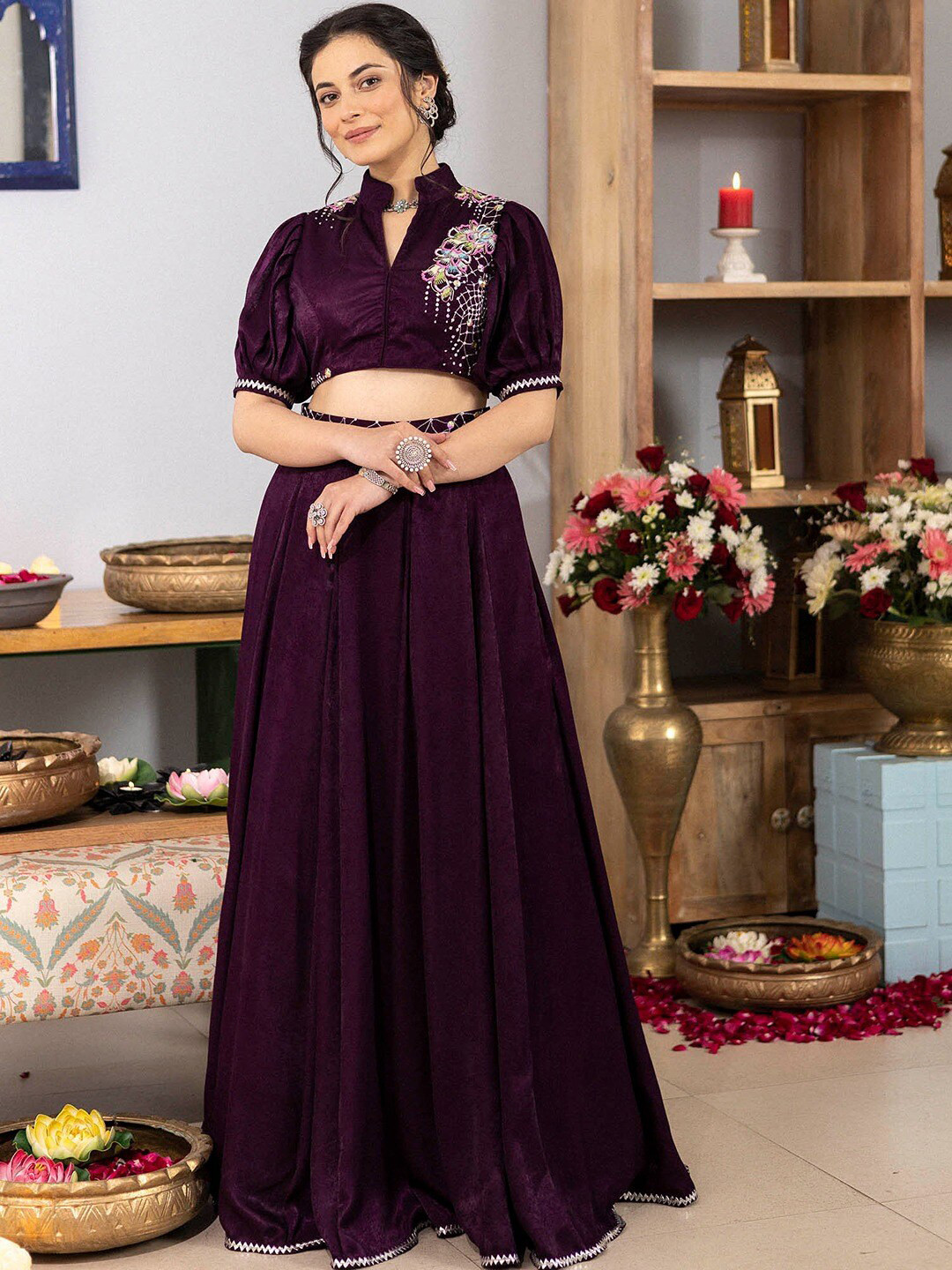 

Lavanya The Label Embroidered Ready to Wear Lehenga & Choli, Purple