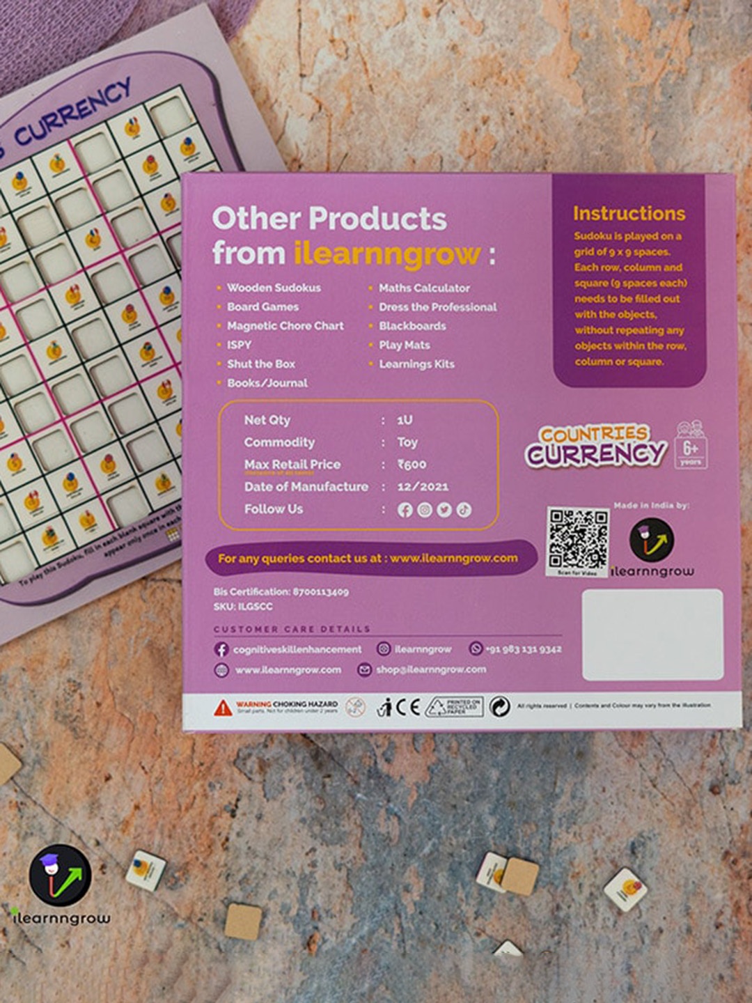 

ilearnngrow Kids Countries Currency Sudoku, Purple