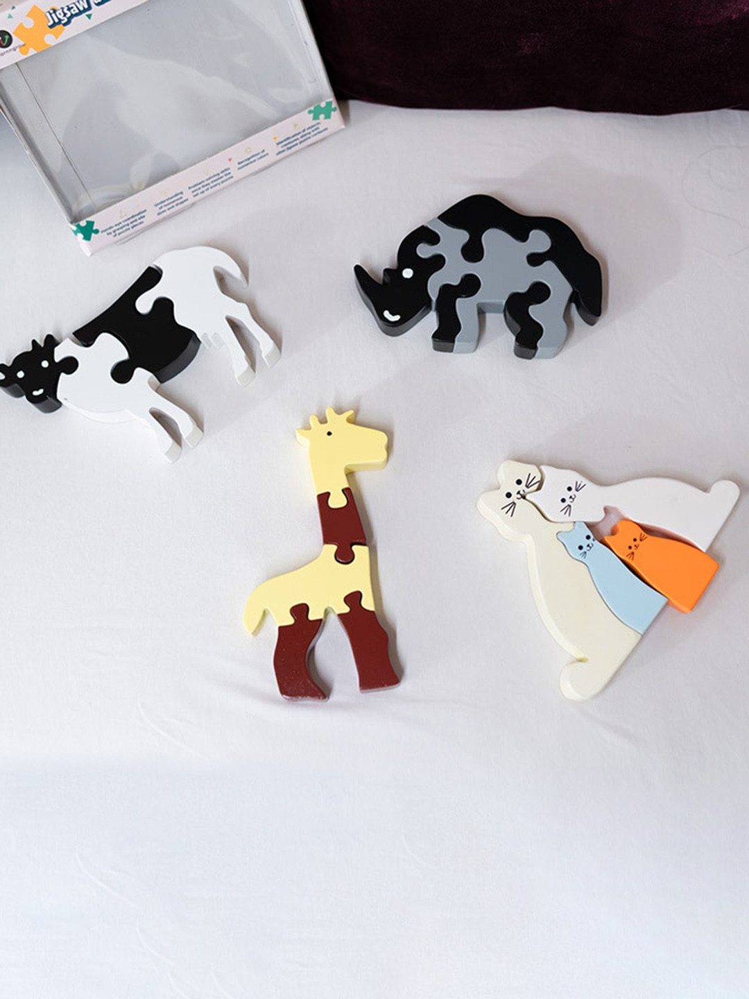 

ilearnngrow Kids Animal Puzzle Wooden Activity Toys and Games, White