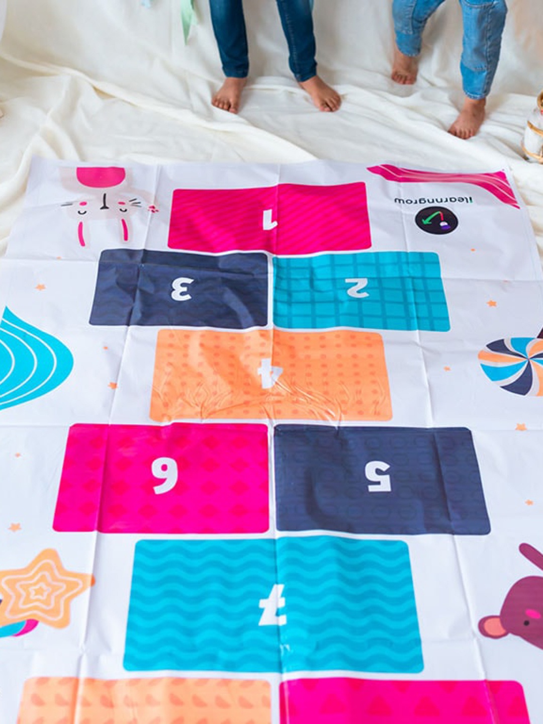 

ilearnngrow Kids Hop Scotch Play Mat, Blue