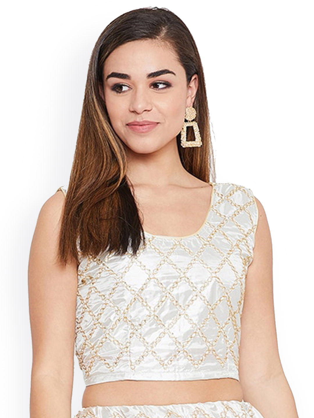 

TULIP 21Embroidered Sequinned Silk Saree Blouse, Silver