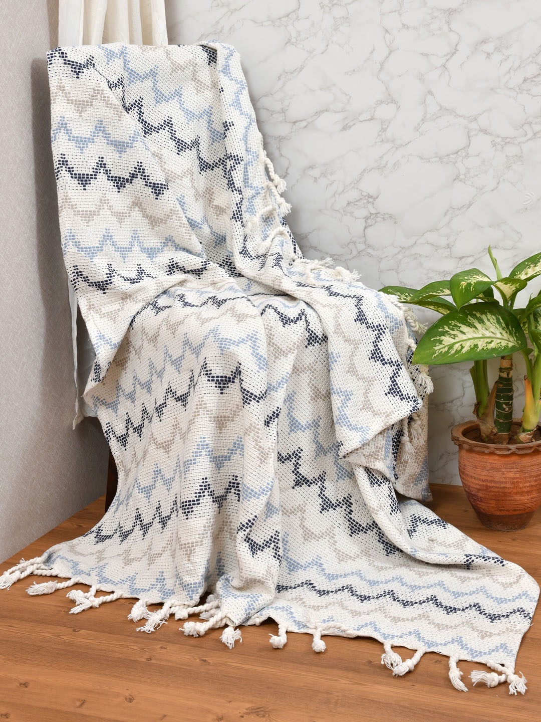 

Gulaab Jaipur Self-Design Cotton Throws, White