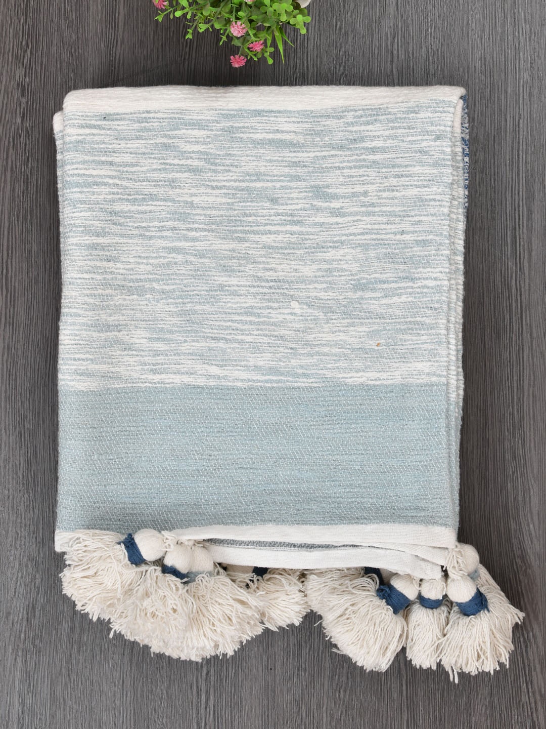 

Gulaab Jaipur Blue & White Self-Design Cotton Throws