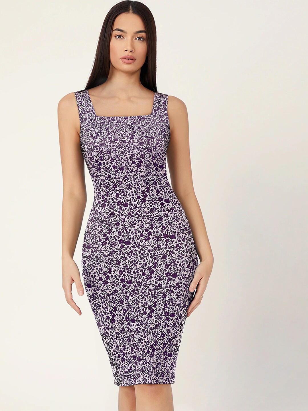 

KERI PERRY Floral Printed Sleeveless Bodycon Dress, Purple