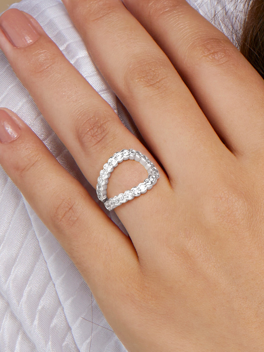 

MINUTIAE Gold-Plated Crystal-Studded Adjustable Finger Ring