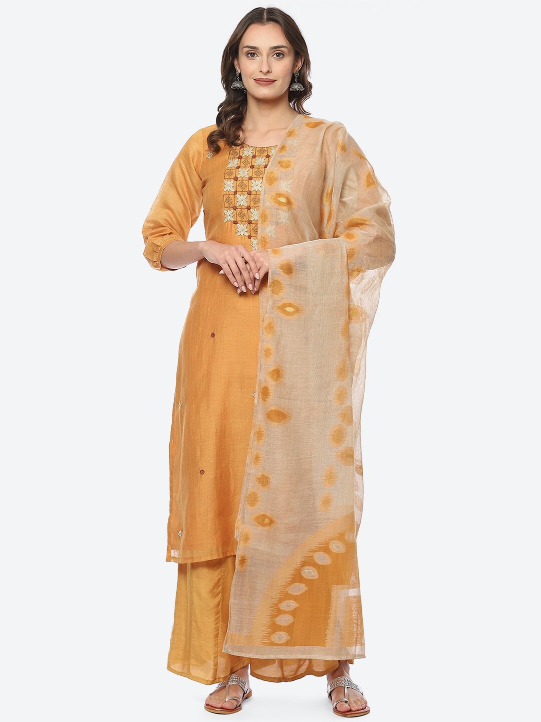 

Biba Embroidered Unstitched Dress Material, Yellow