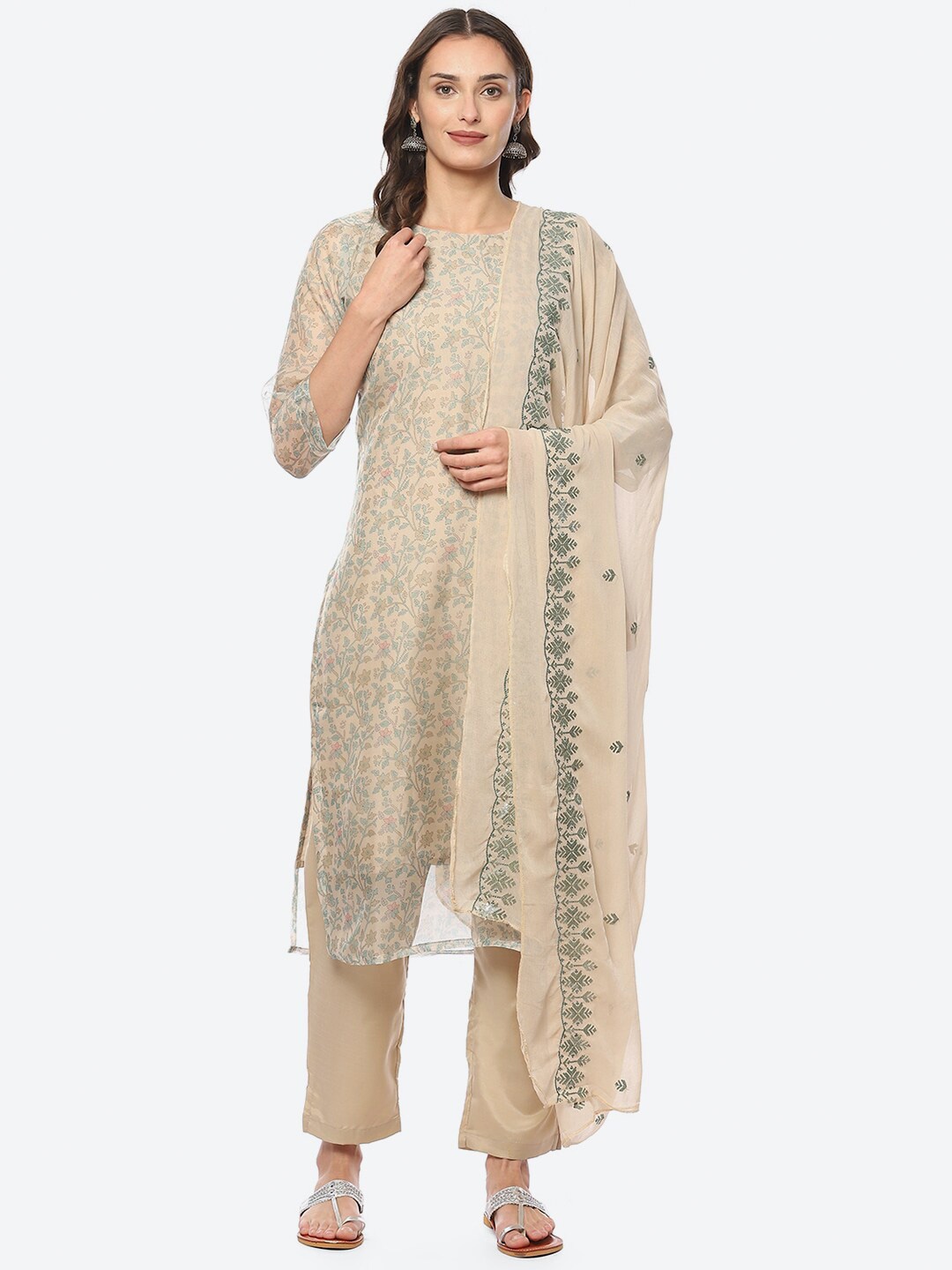 

Biba Embroidered Organza Unstitched Dress Material, Turquoise blue