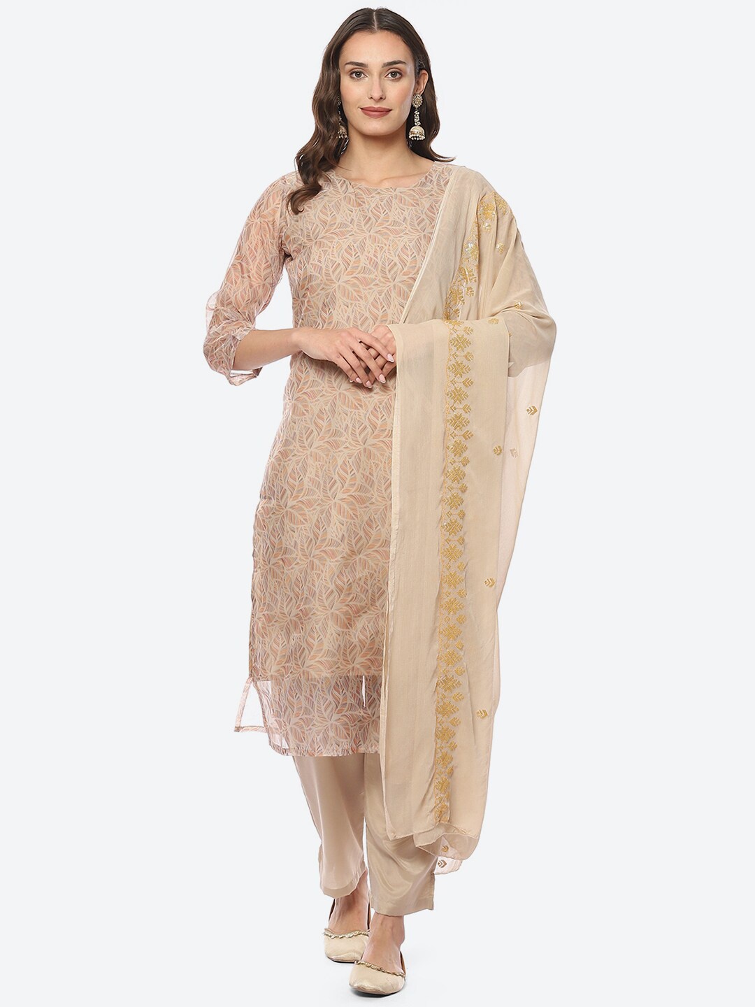 

Biba Embroidered Organza Unstitched Dress Material, Yellow