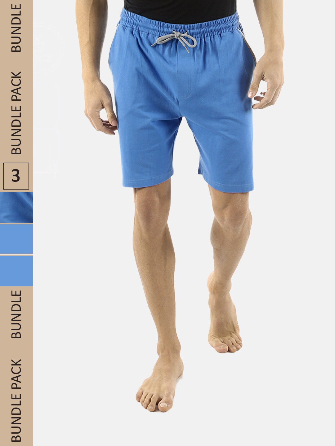 

Almo Wear Men Pack Of 3 Mid-Rise Cotton Lounge Shorts, Blue