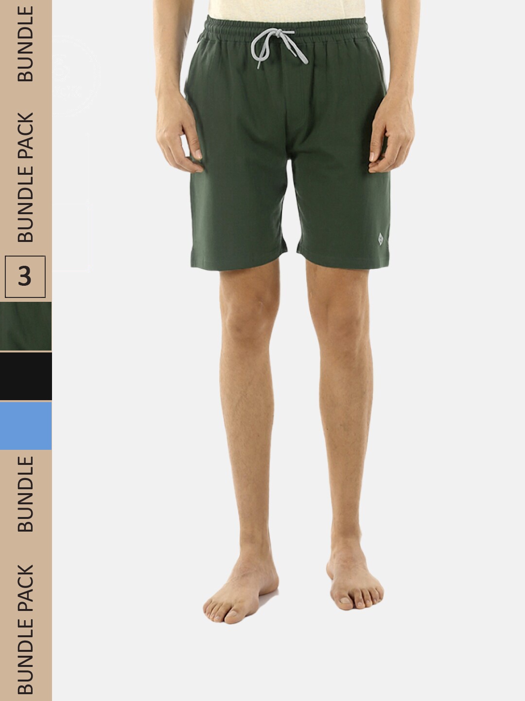 

Almo Wear Men Pack Of 3 Mid-Rise Cotton Lounge Shorts, Olive