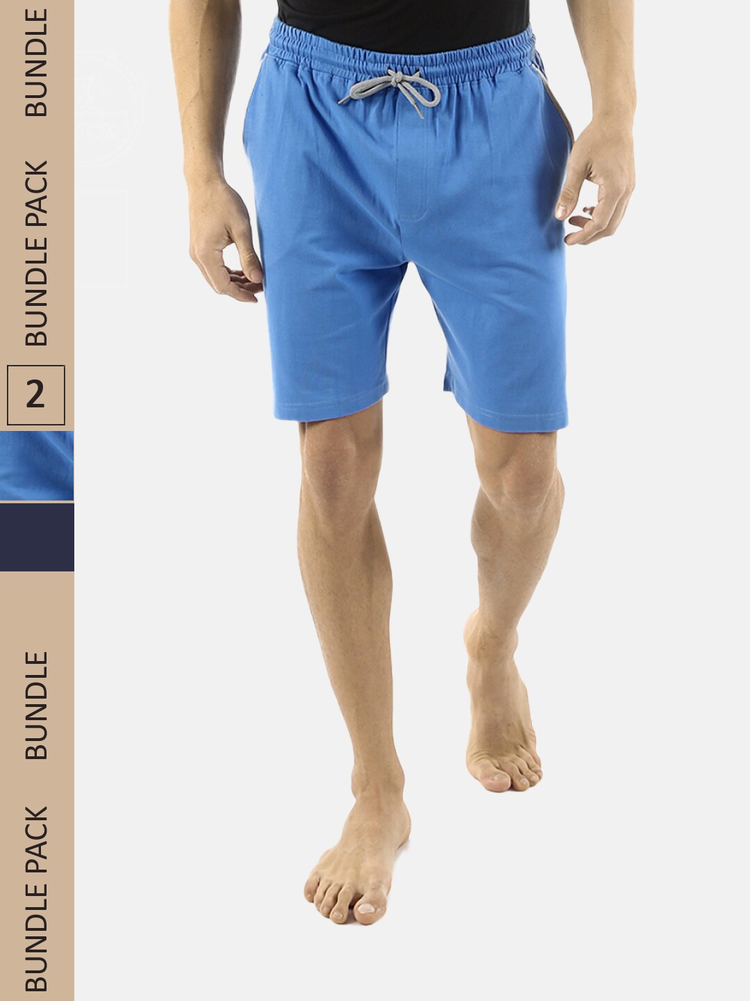 

Almo Wear Men Pack Of 2 Mid-Rise Cotton Lounge Shorts, Navy blue