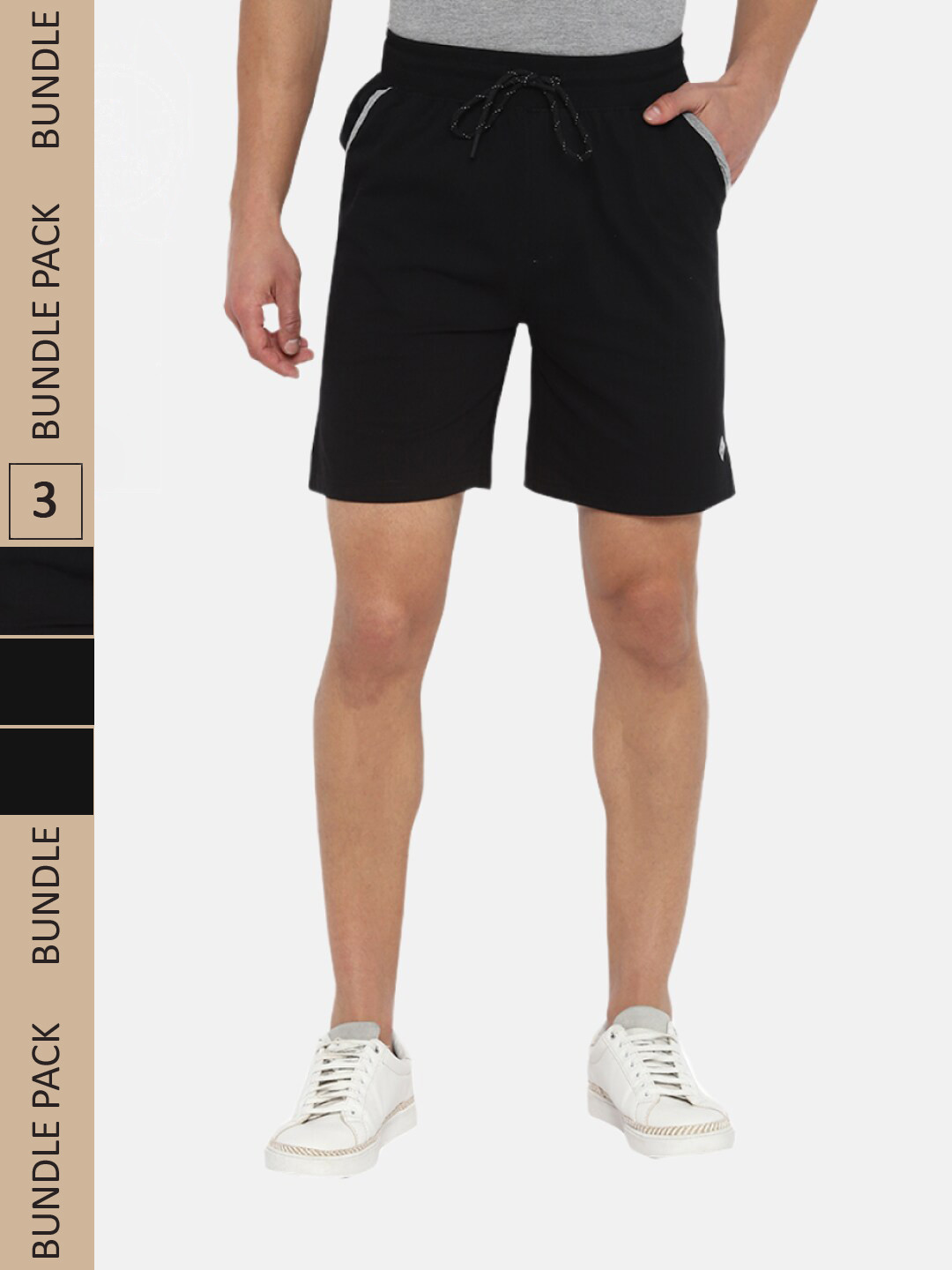 

Almo Wear Men Pack Of 3 Mid-Rise Cotton Lounge Shorts, Black