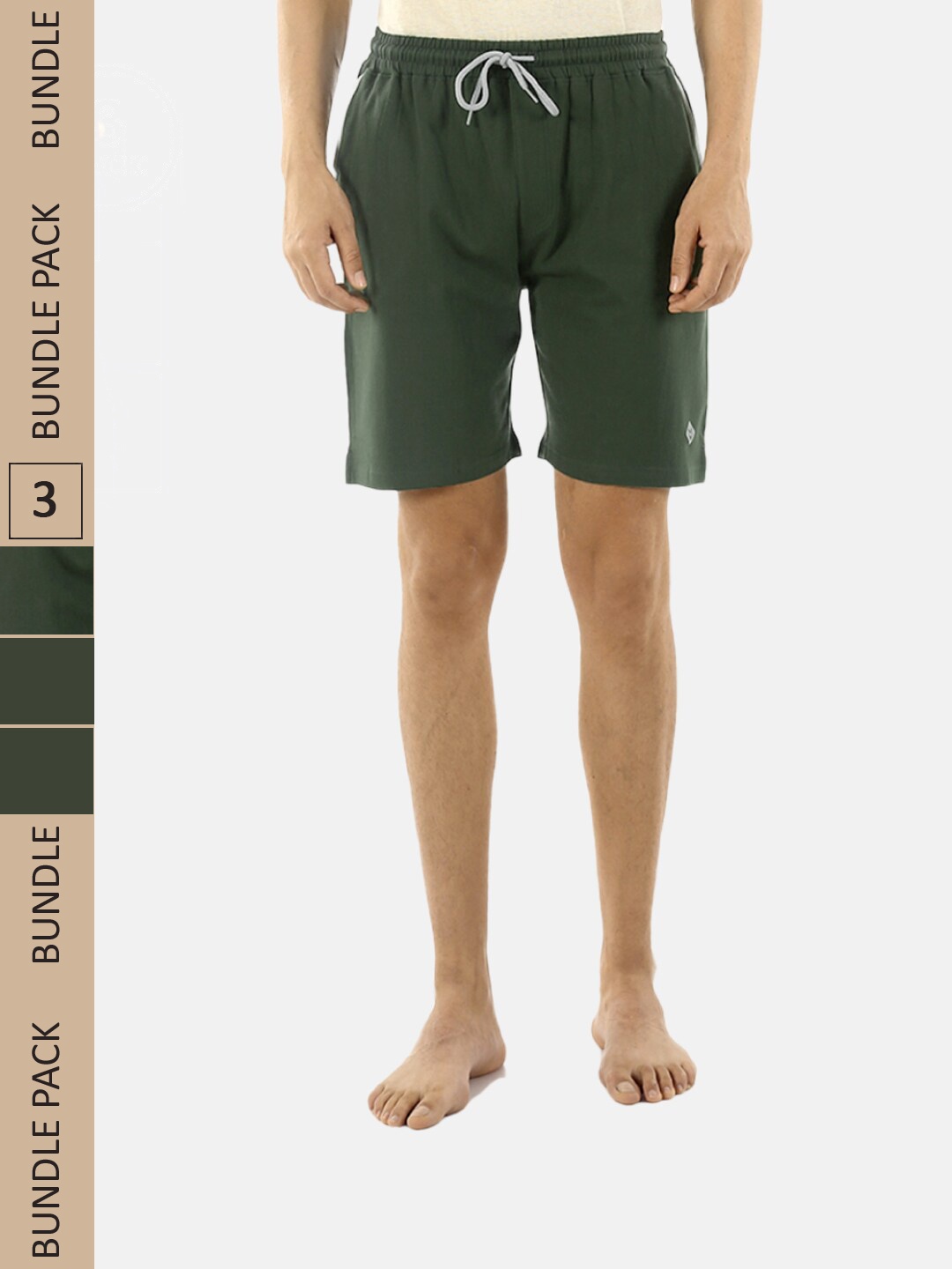 

Almo Wear Men Pack Of 3 Mid-Rise Cotton Lounge Shorts, Green