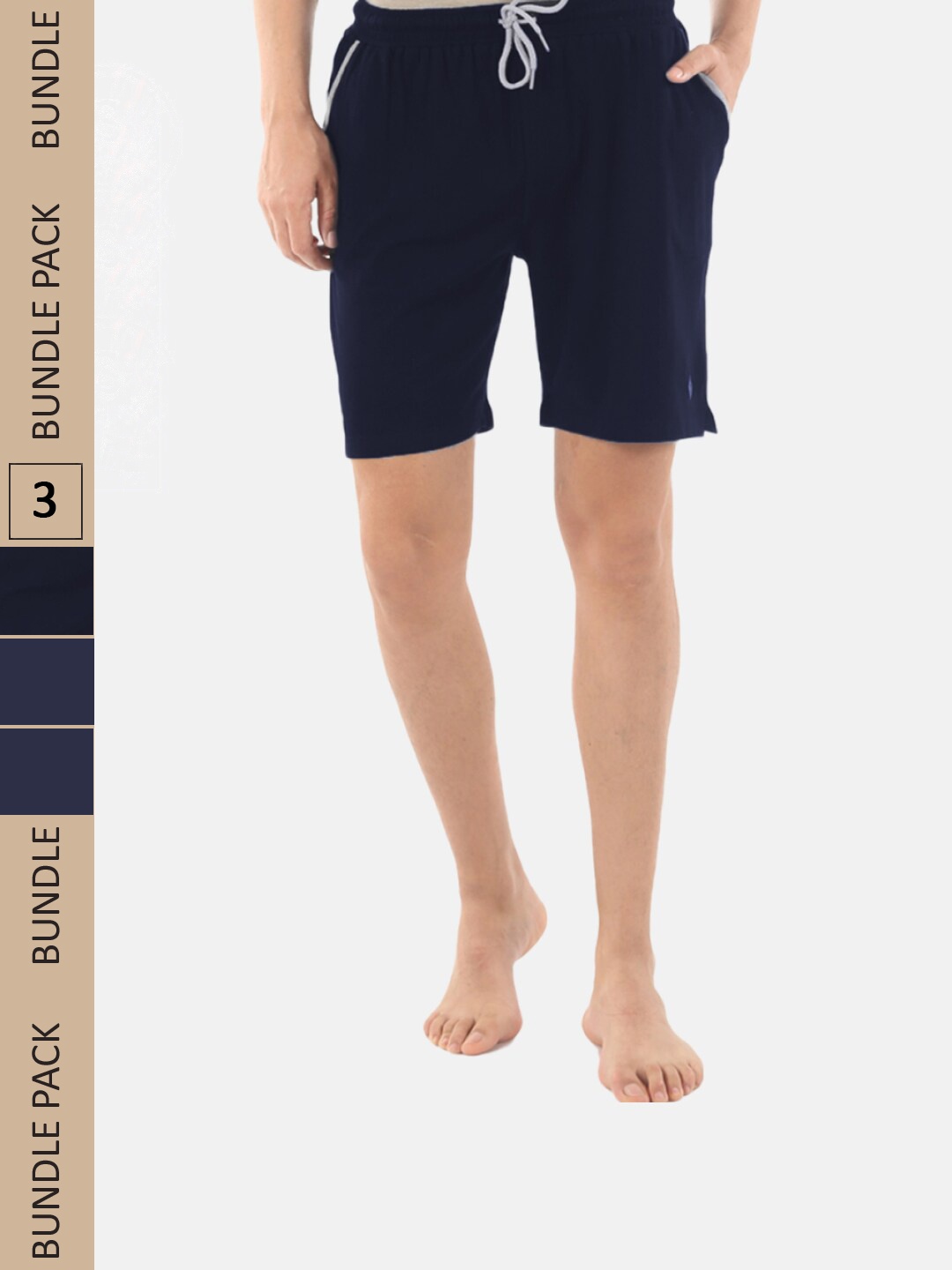 

Almo Wear Men Pack of 3 Mid-Rise Cotton Lounge Shorts, Navy blue