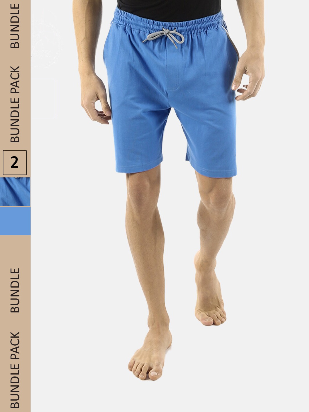 

Almo Wear Men Pack Of 2 Mid-Rise Cotton Lounge Shorts, Blue