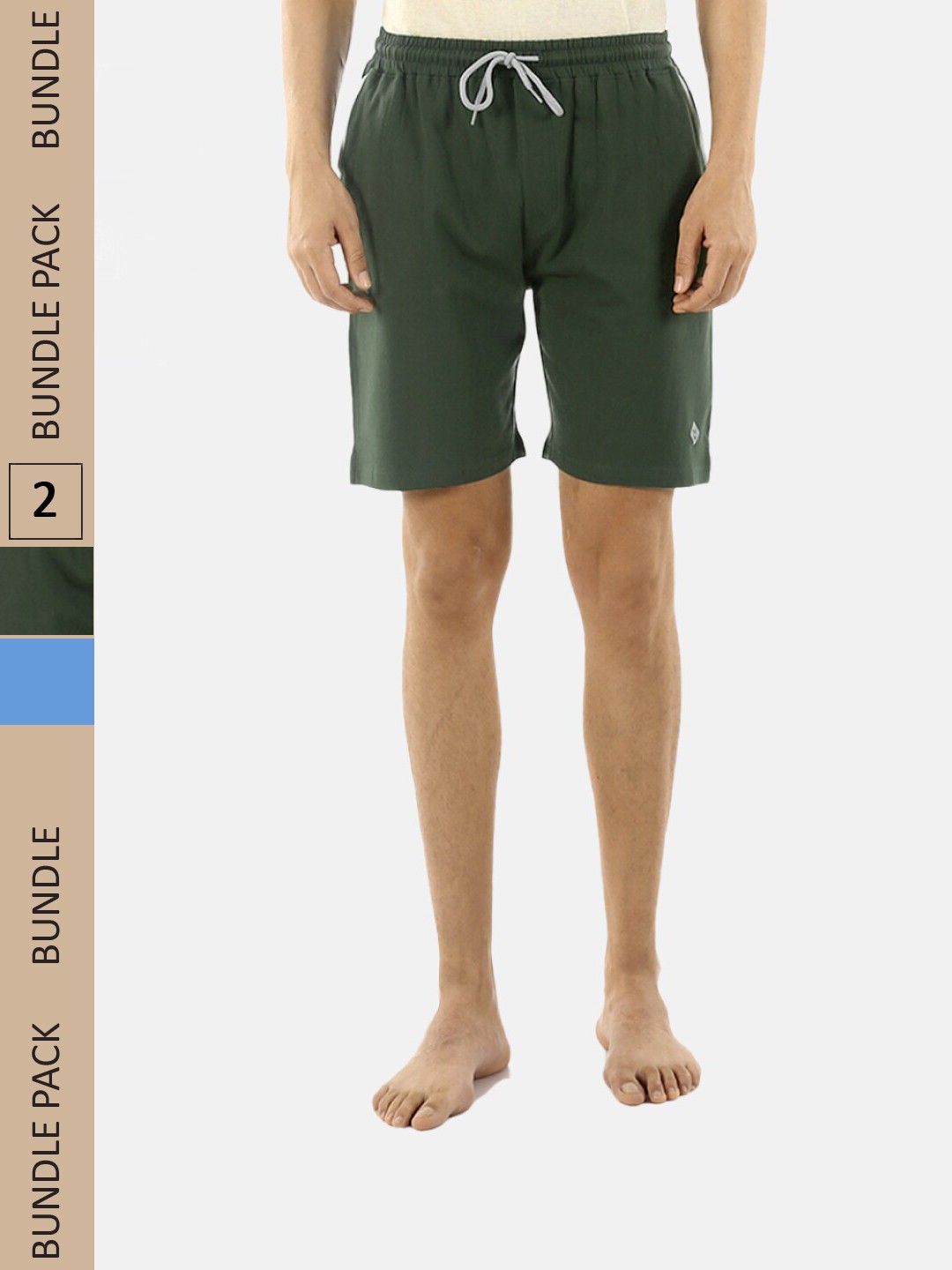 

Almo Wear Men Pack Of 2 Mid Rise Cotton Lounge Shorts, Olive