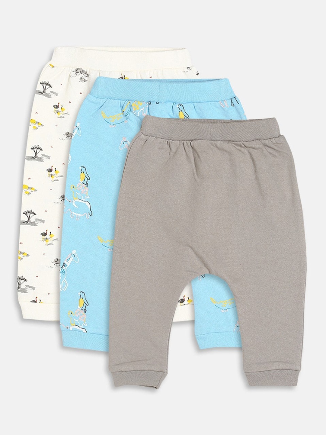 

MINI KLUB Infants Boys Pack Of 3 Printed Cotton Joggers, Grey