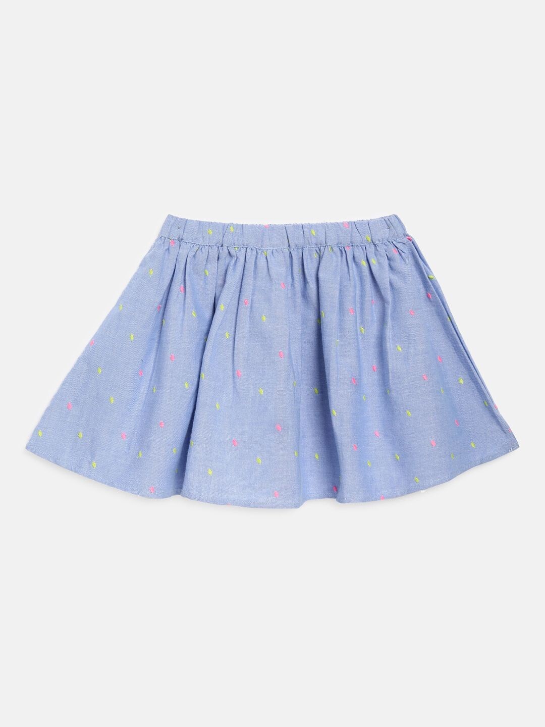 

MINI KLUB Girls Printed Pure Cotton Knee Length A-Line Skirts, Blue