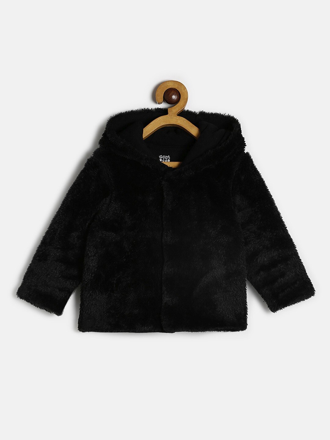

MINI KLUB Infant Boys Lightweight Faux Fur Trim Hooded Jacket, Black