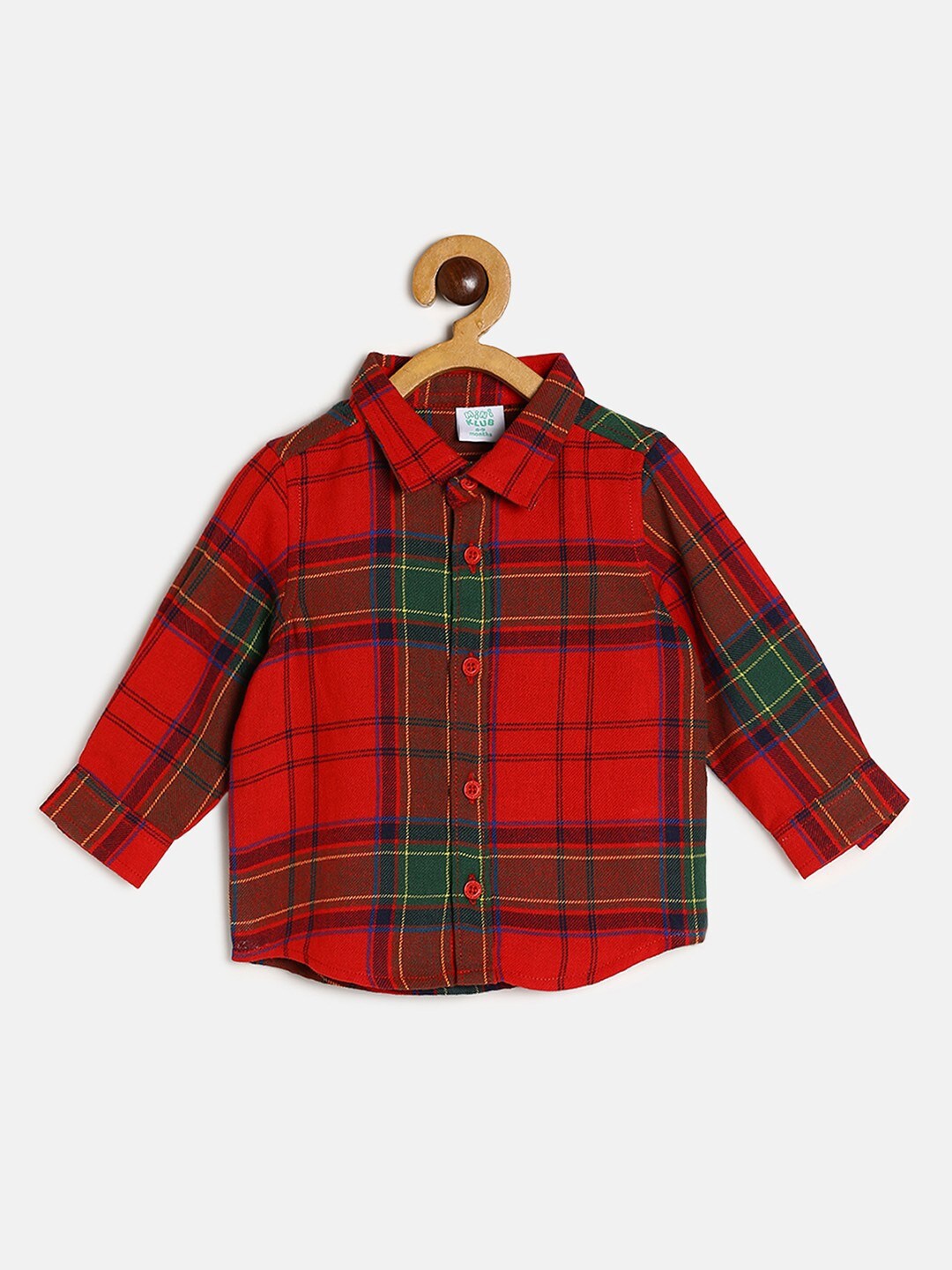 

MINI KLUB Boys Tartan Checked Casual Cotton Shirt, Red