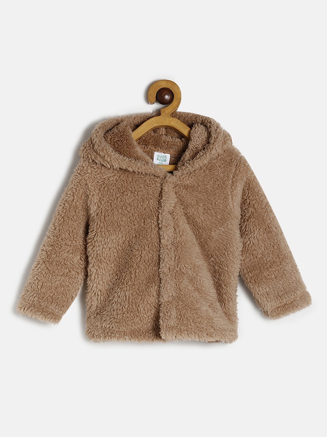 

MINI KLUB Infant Boys Lightweight Faux Fur Trim Hooded Jacket, Brown