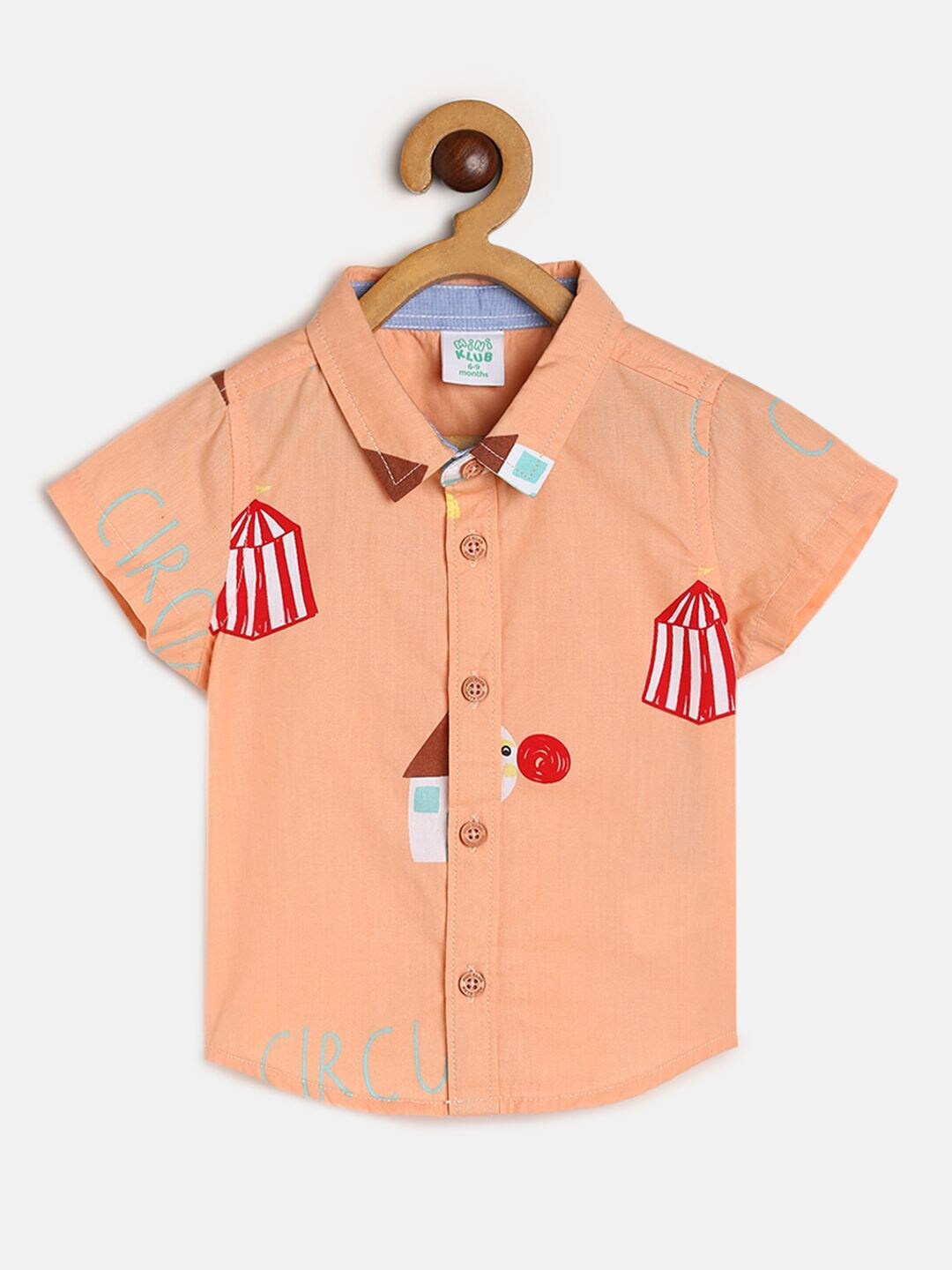 

MINI KLUB Boys Printed Casual Cotton Shirt, Peach