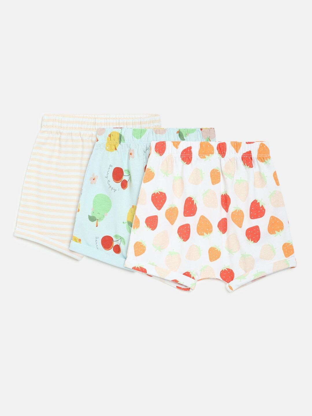 

MINI KLUB Infants Pack Of 3 Printed Mid Rise Regular Shorts, White
